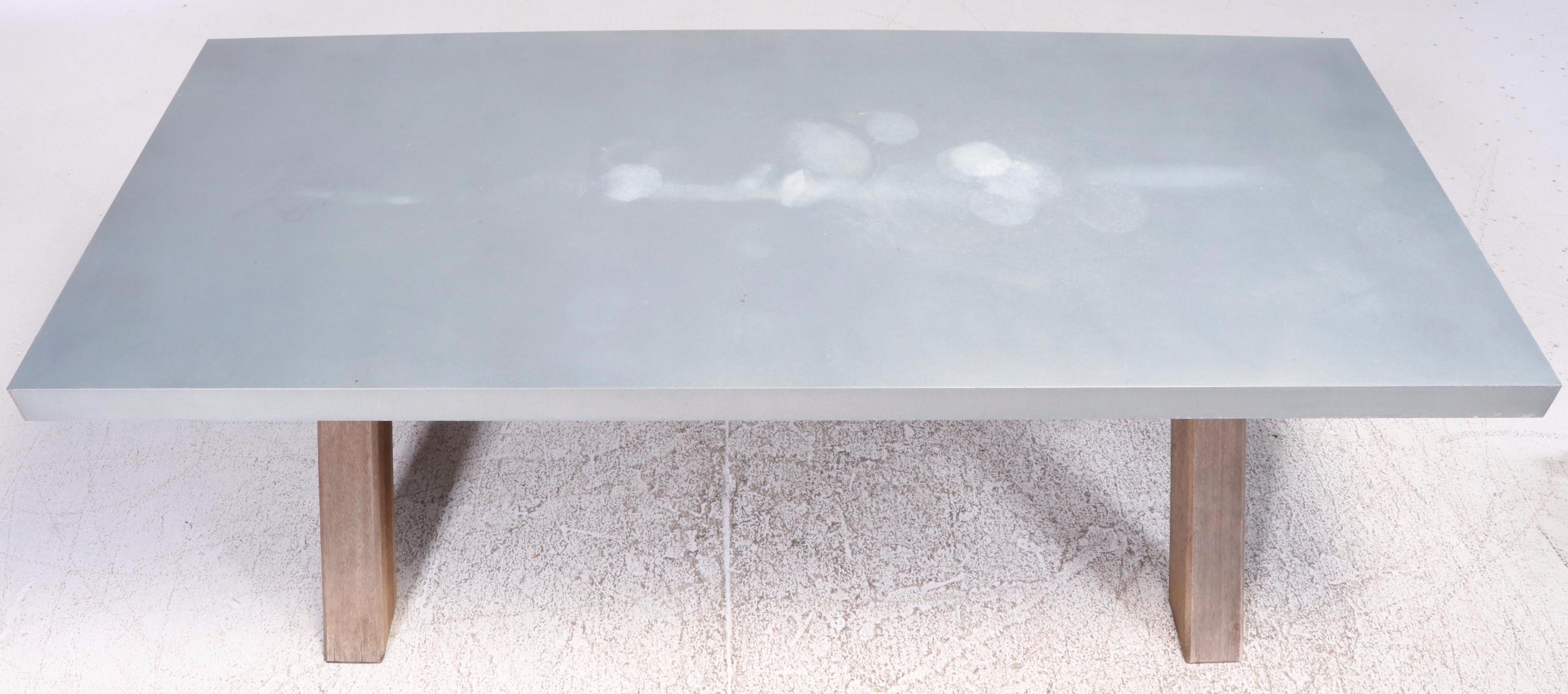 Pottery Barn "Abbott" Concrete and Acacia Outdoor Dining Table