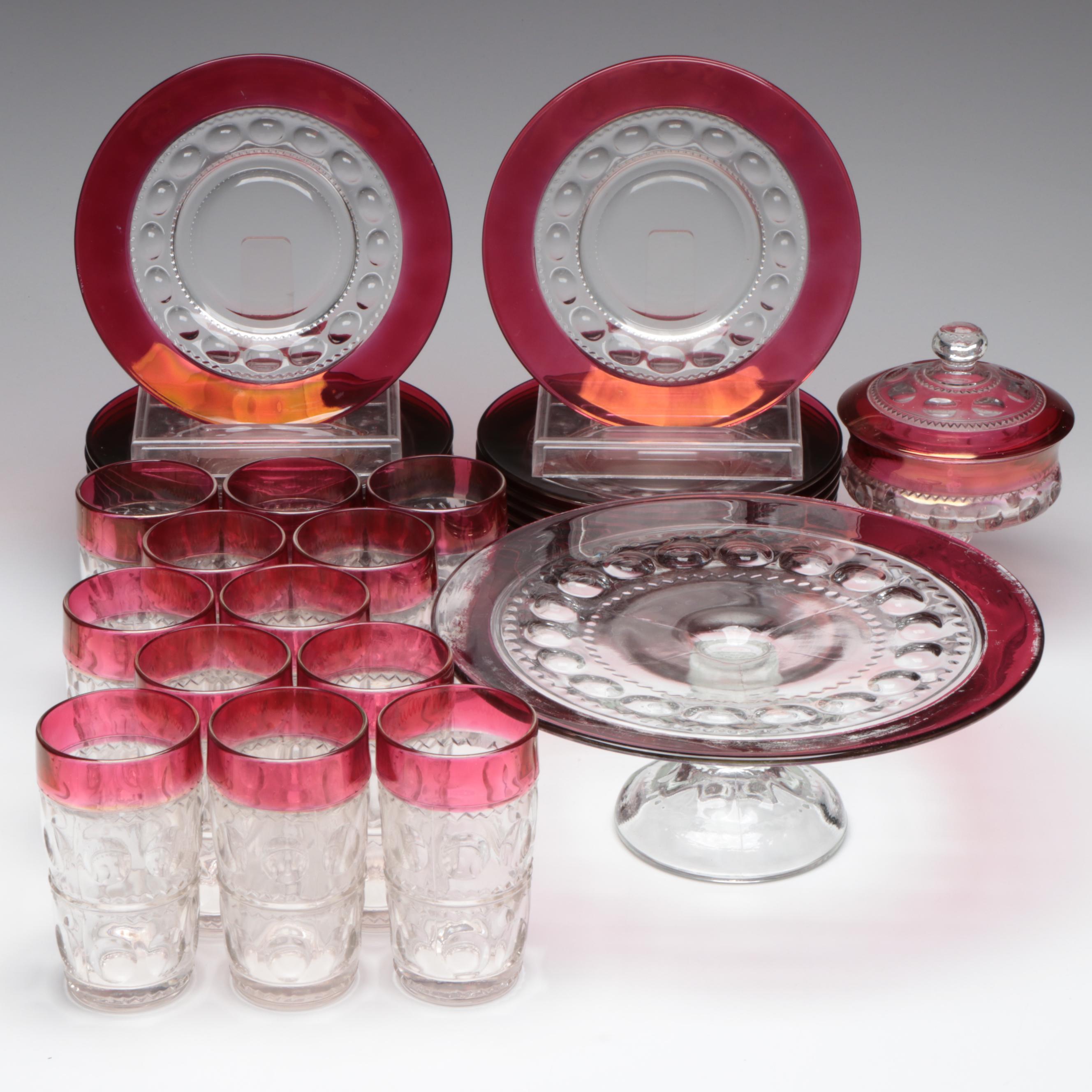 Tiffin-Franciscan "King's Crown-Ruby Flashed" Glass Dinnerware
