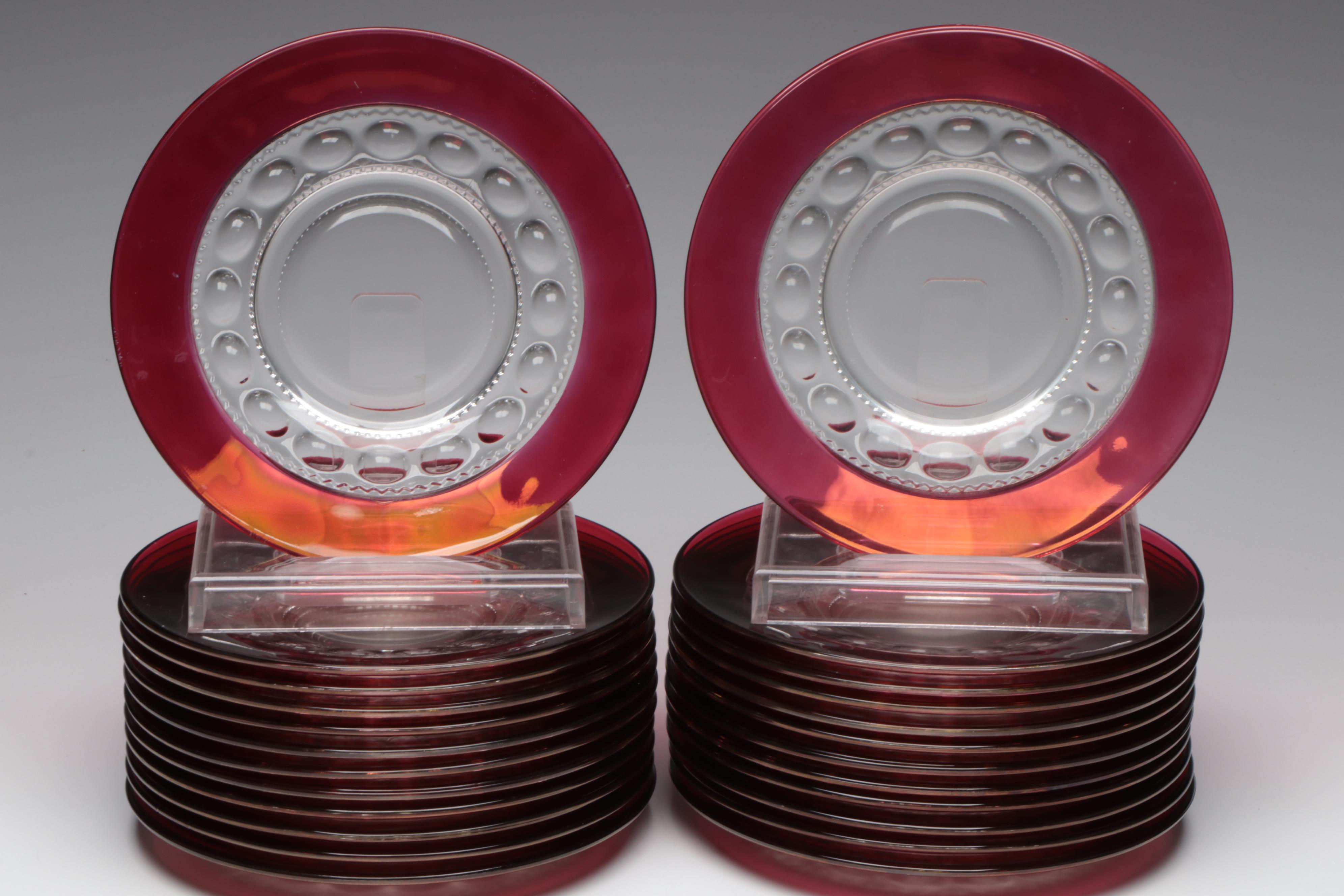 Tiffin-Franciscan "King's Crown-Ruby Flashed" Glass Dinnerware