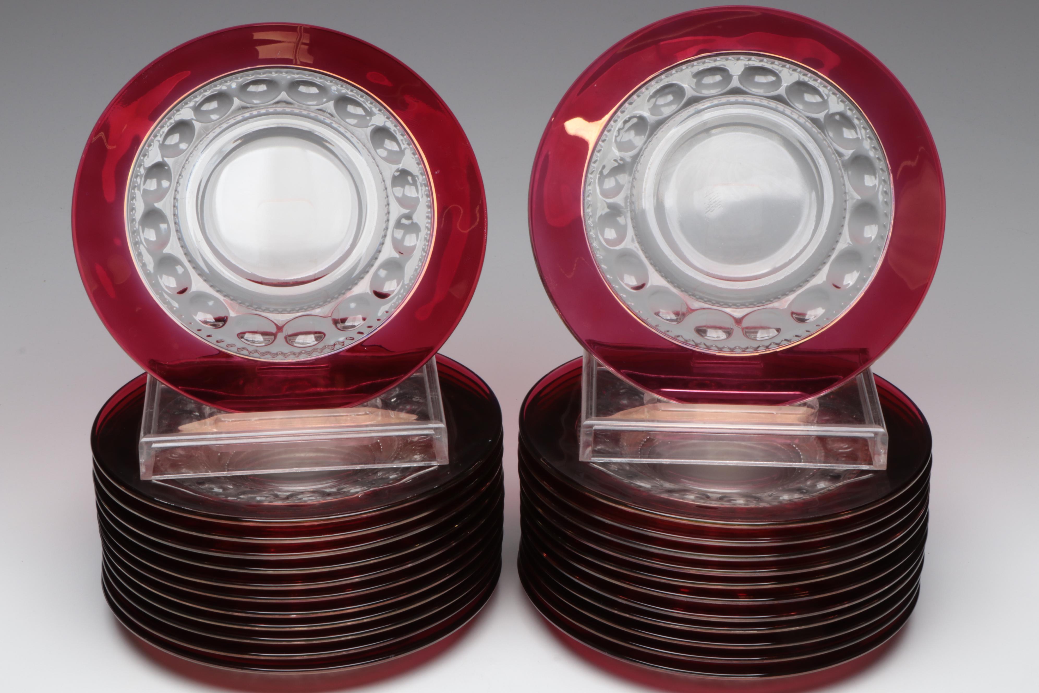 Tiffin-Franciscan "King's Crown-Ruby Flashed" Glass Dinnerware