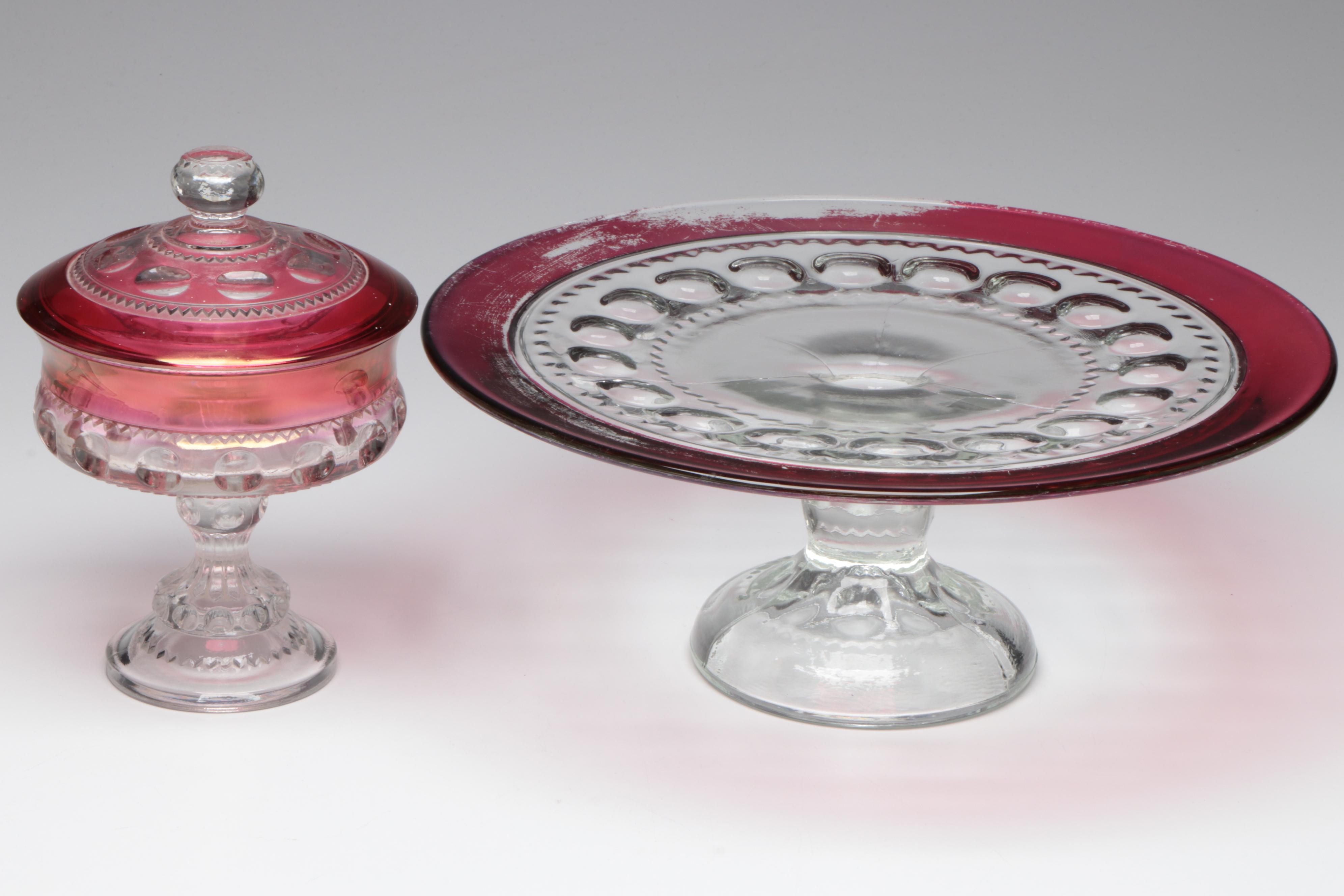 Tiffin-Franciscan "King's Crown-Ruby Flashed" Glass Dinnerware