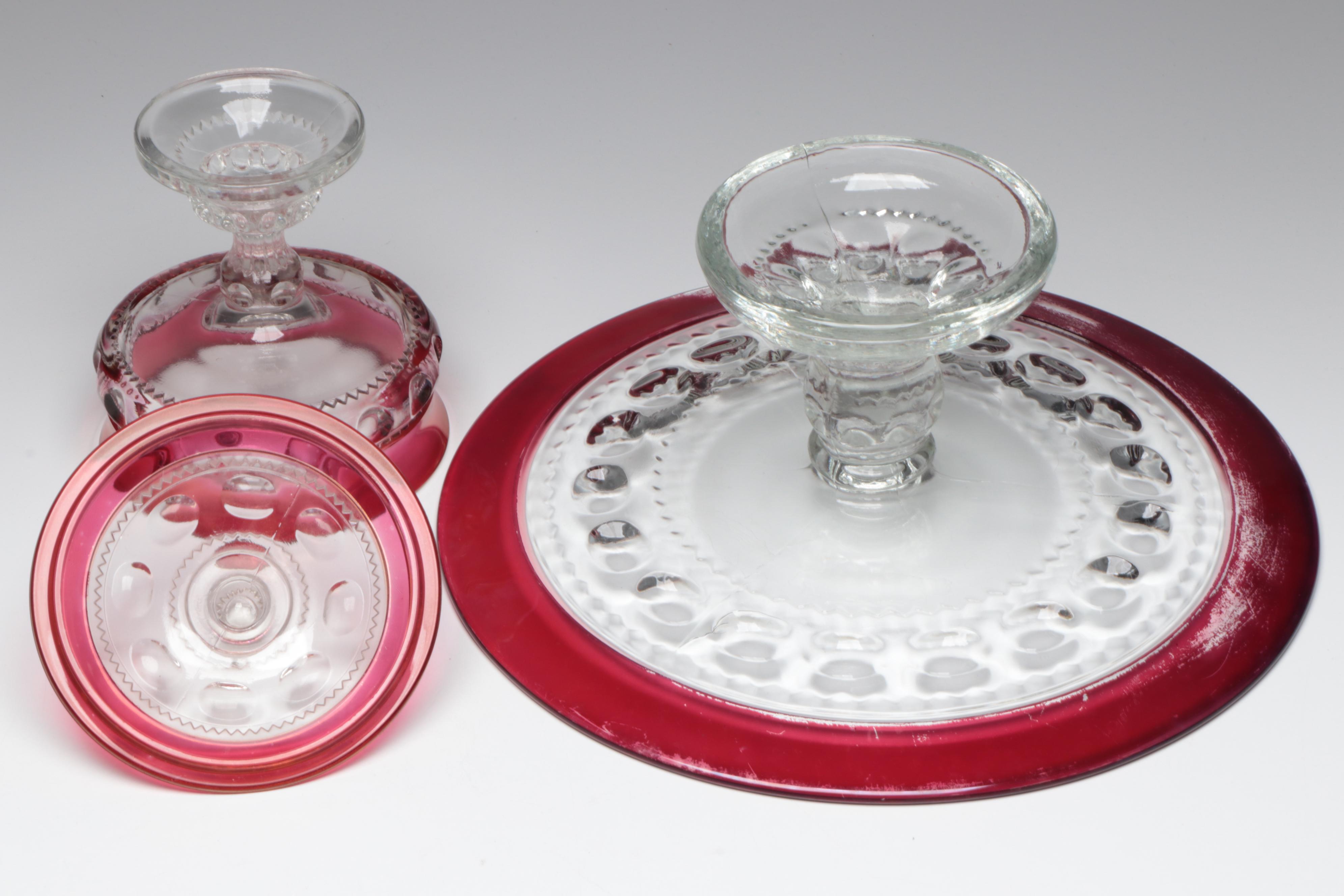 Tiffin-Franciscan "King's Crown-Ruby Flashed" Glass Dinnerware
