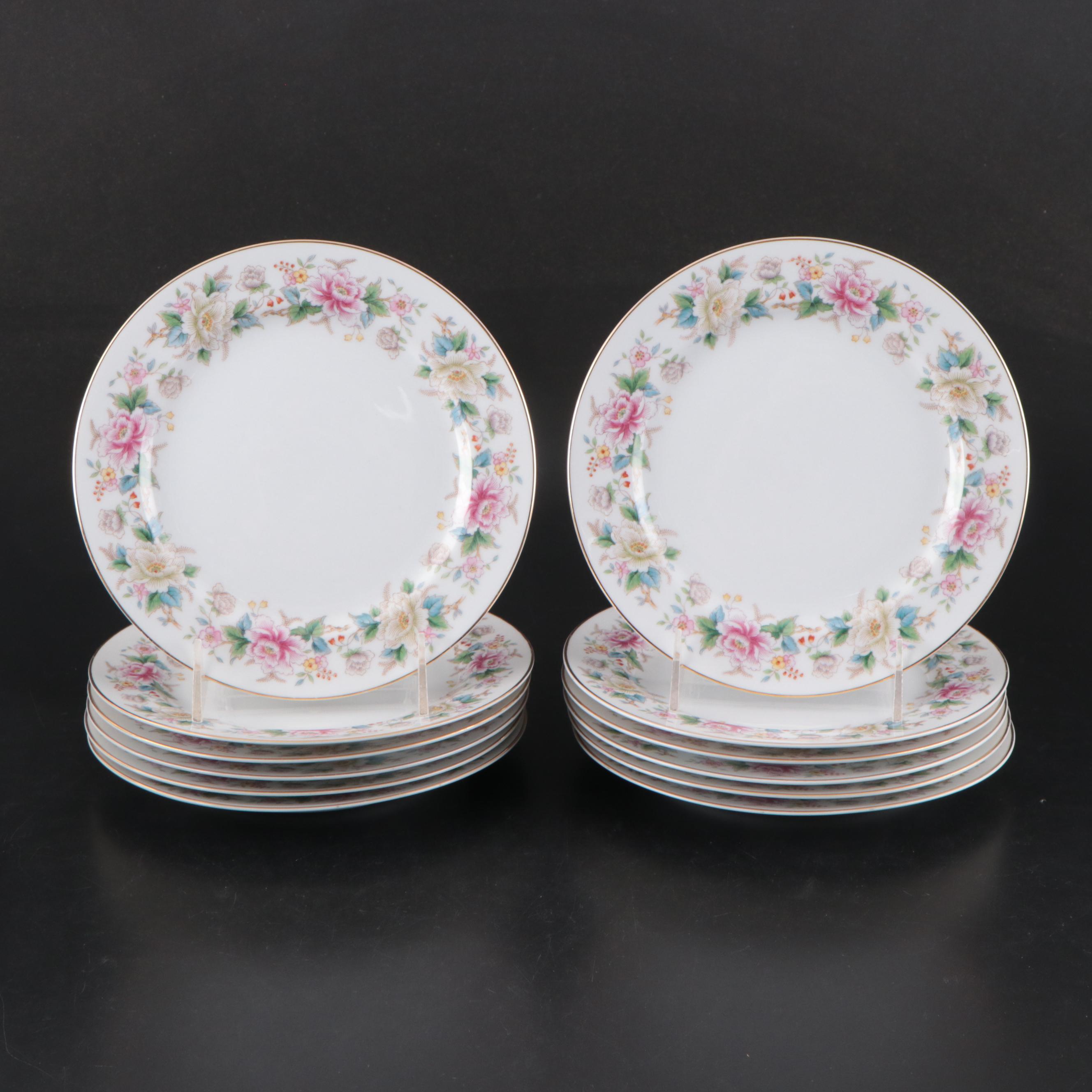 Japanese Noritake Porcelain Dinnerware with Floral Motif