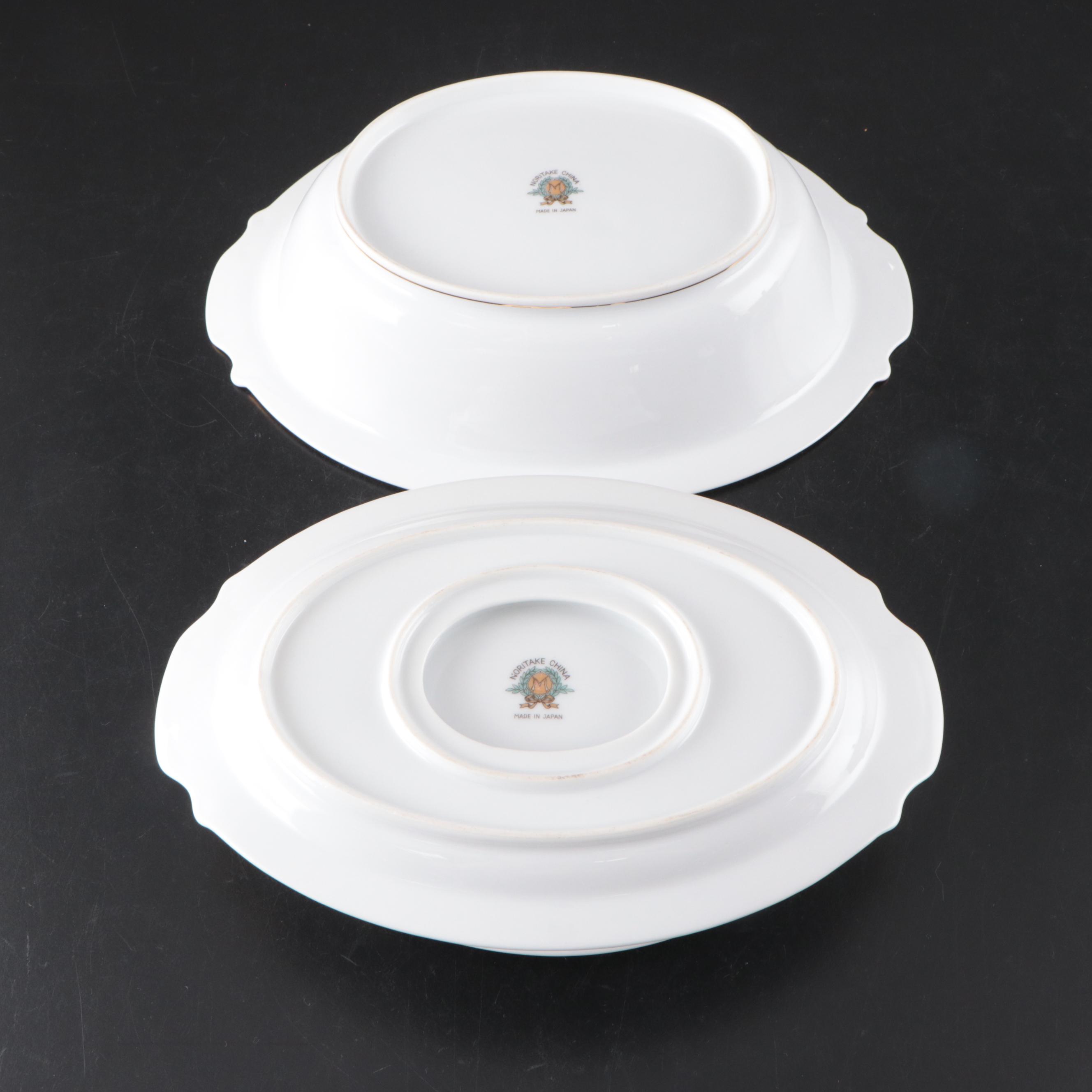Japanese Noritake Porcelain Dinnerware with Floral Motif