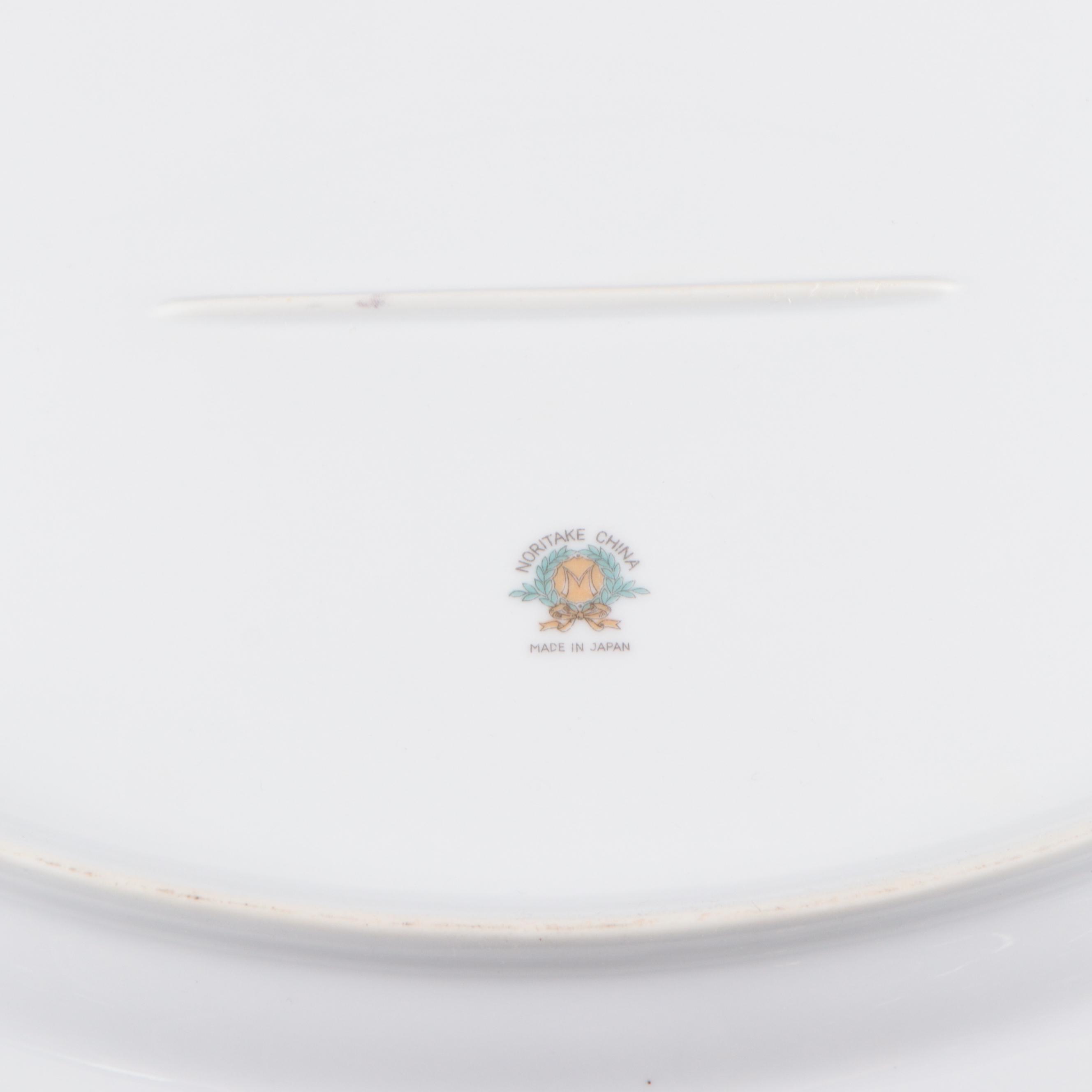 Japanese Noritake Porcelain Dinnerware with Floral Motif