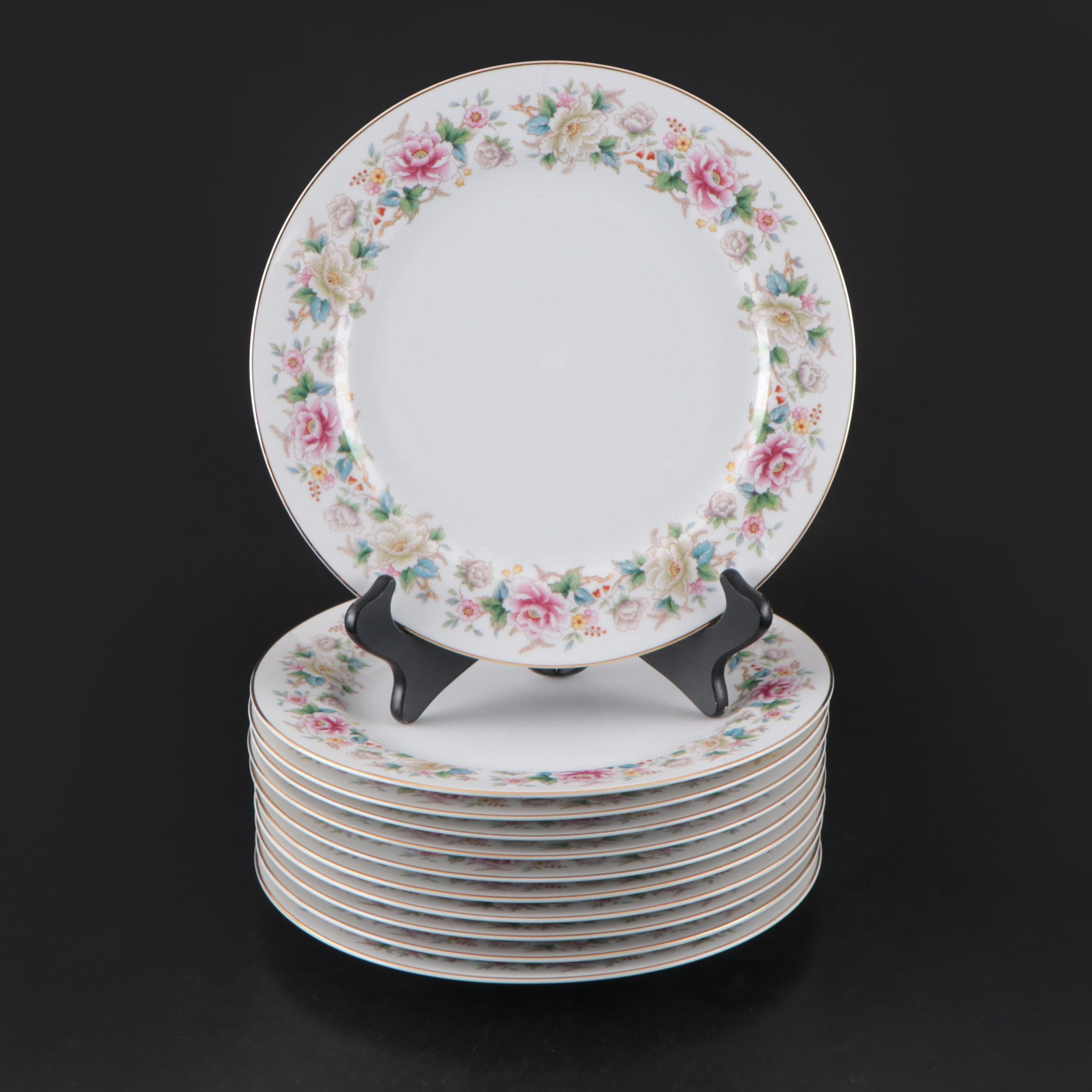Japanese Noritake Porcelain Dinnerware with Floral Motif