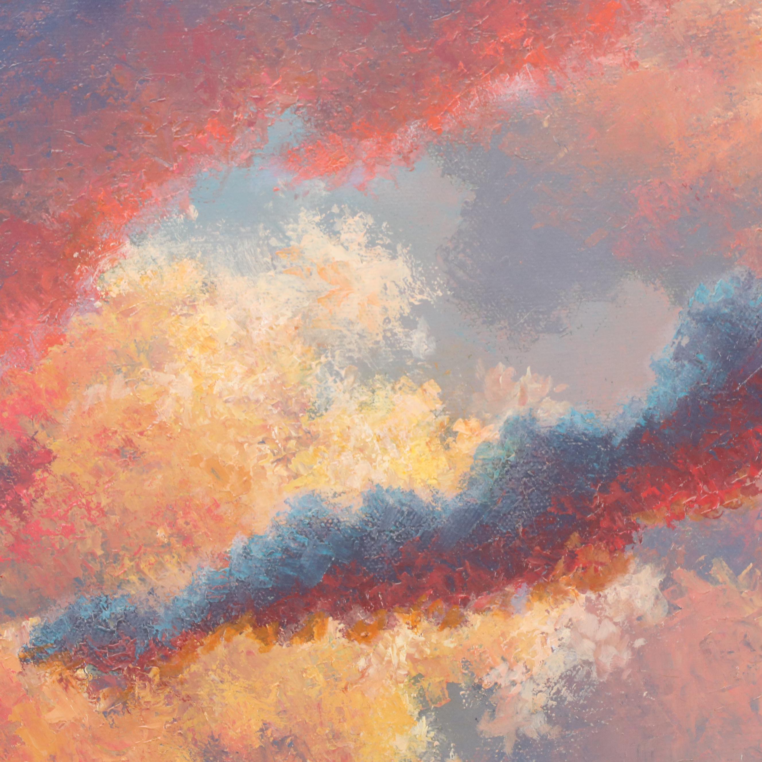 Sunset Landscape Oil Painting Featuring Tree