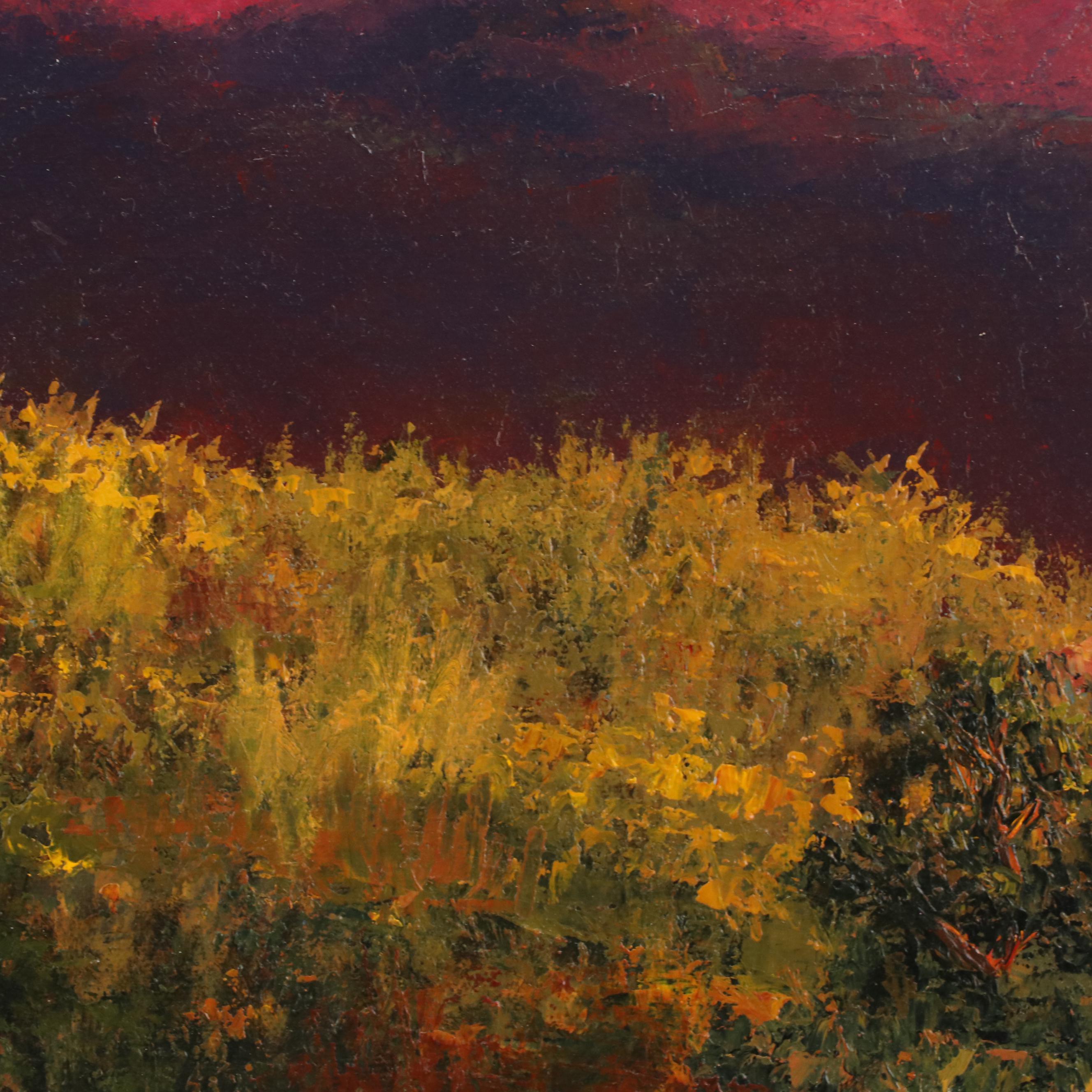 Sunset Landscape Oil Painting Featuring Tree