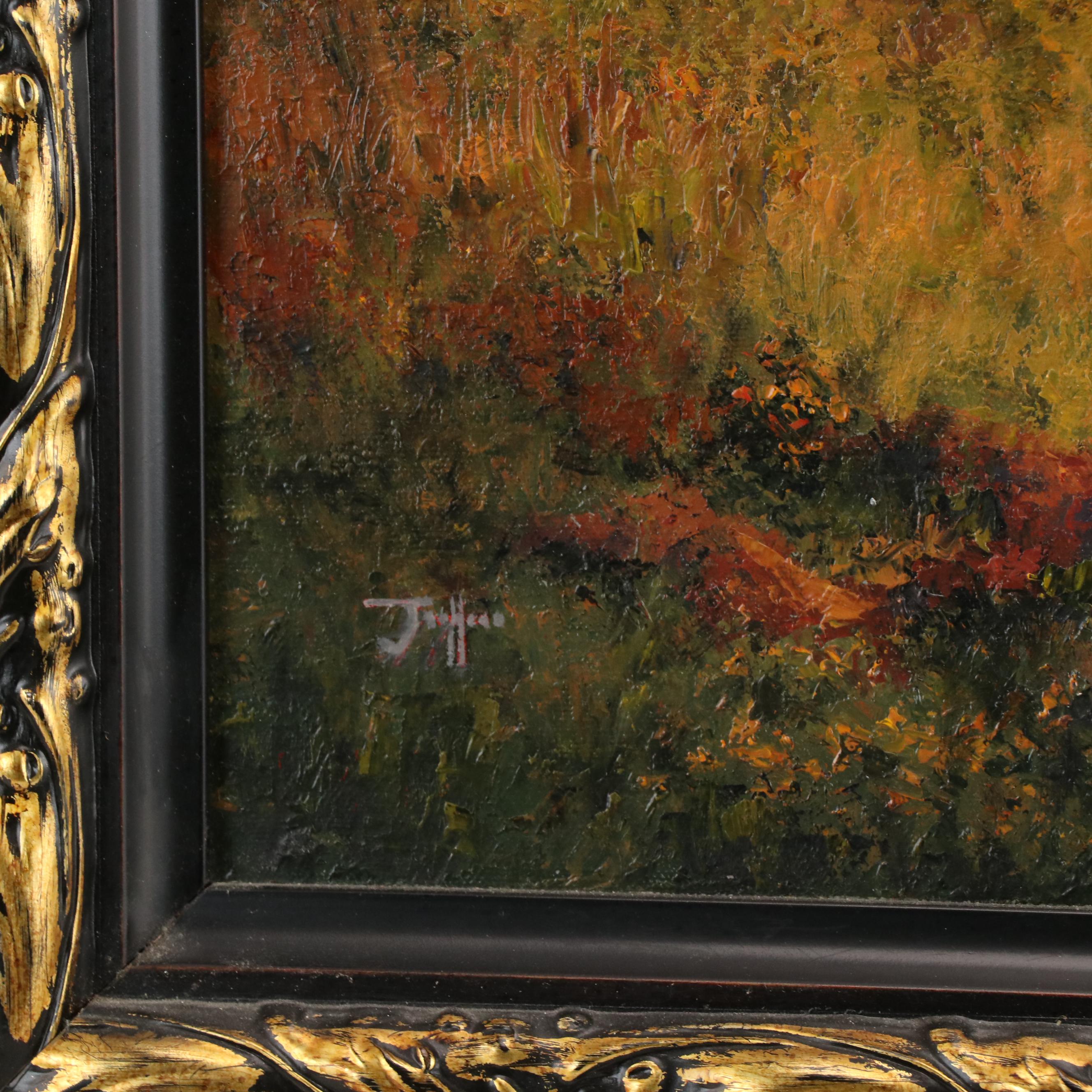 Sunset Landscape Oil Painting Featuring Tree