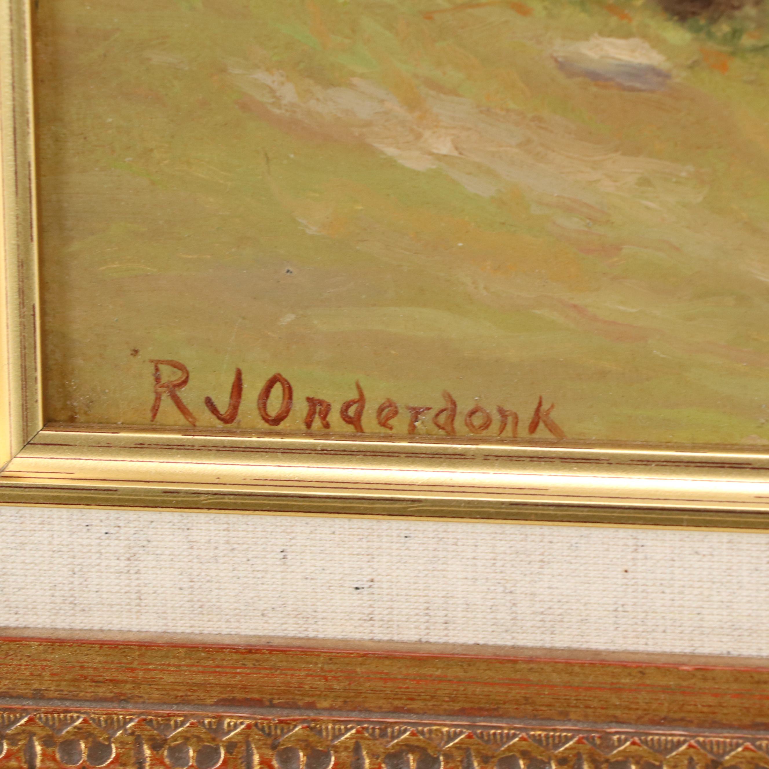 Robert Jenkins Onderdonk Bucolic Landscape Oil Painting, Late 19th Century