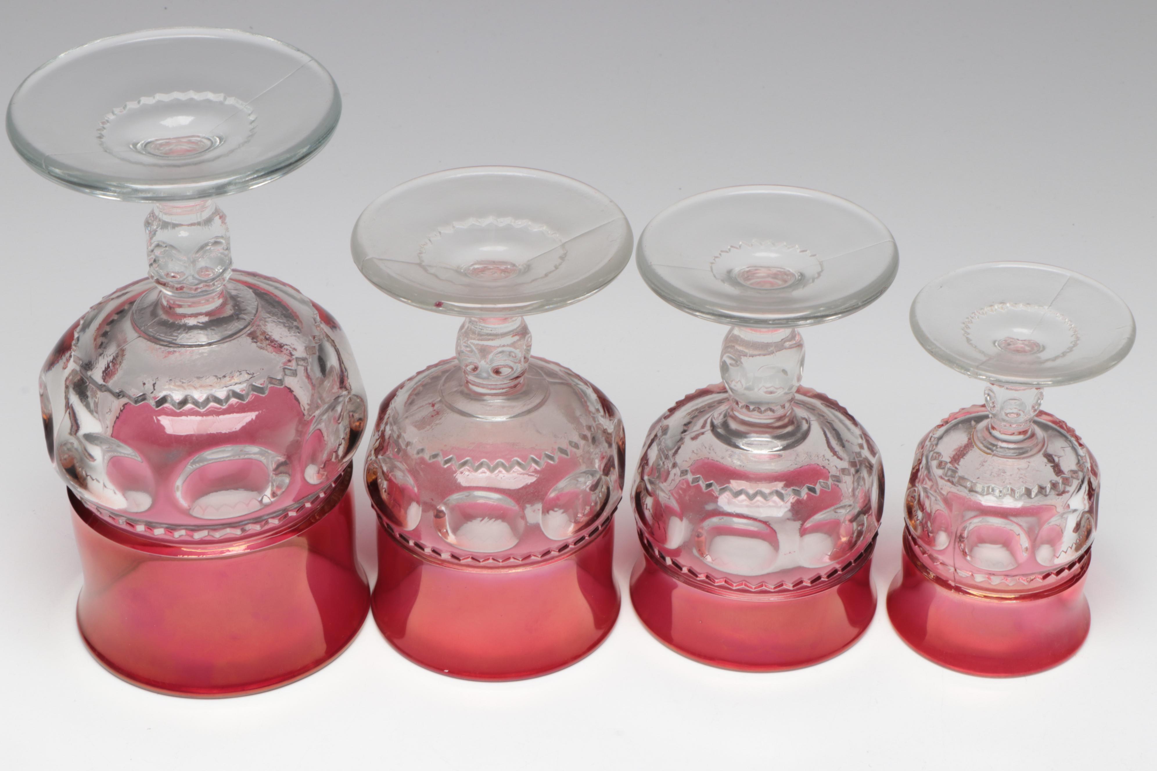 TiffinFranciscan "King's CrownRuby Flashed" Glass Stemware and Finger