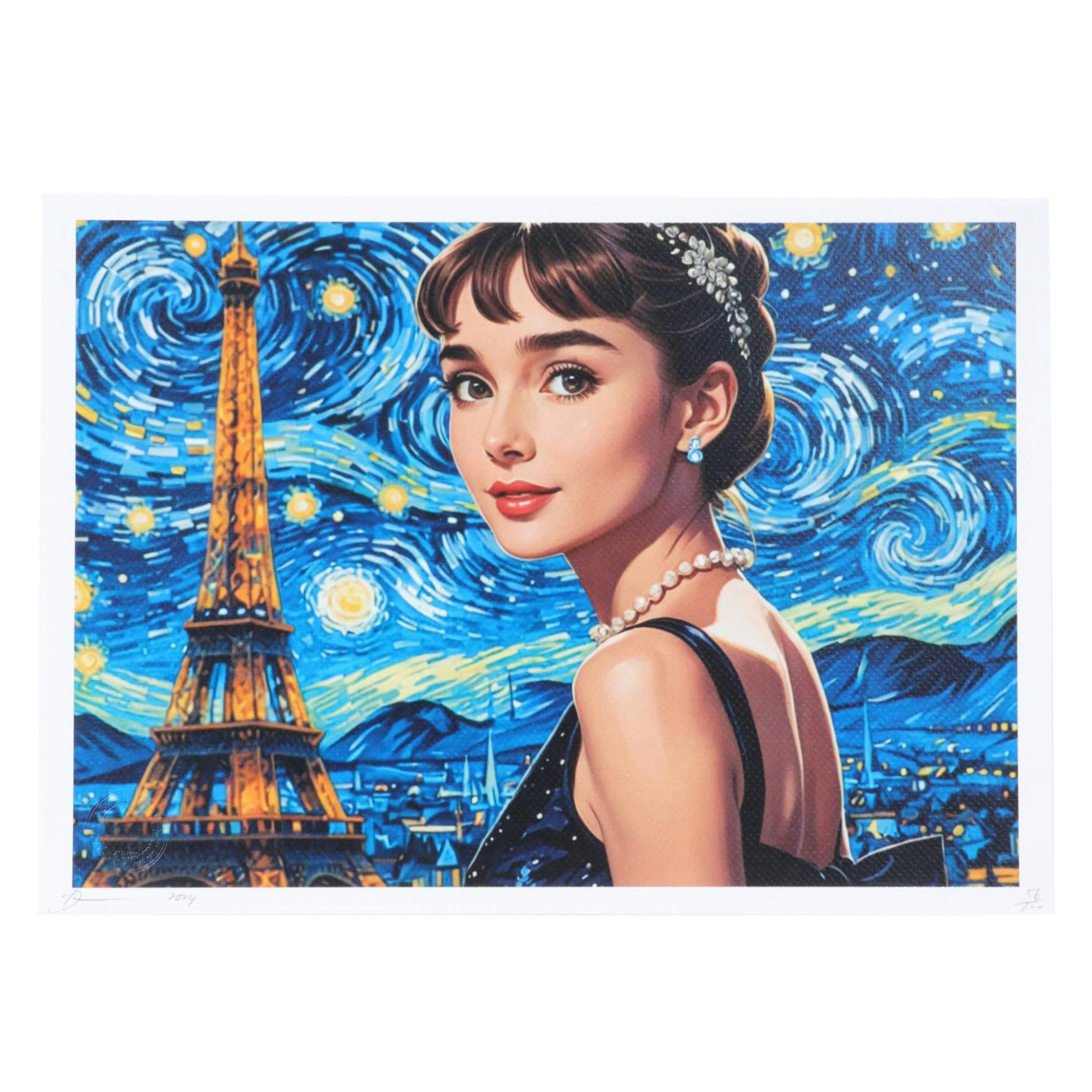 Death NYC Pop Art Graphic Print Featuring AI Audrey Hepburn, 2024