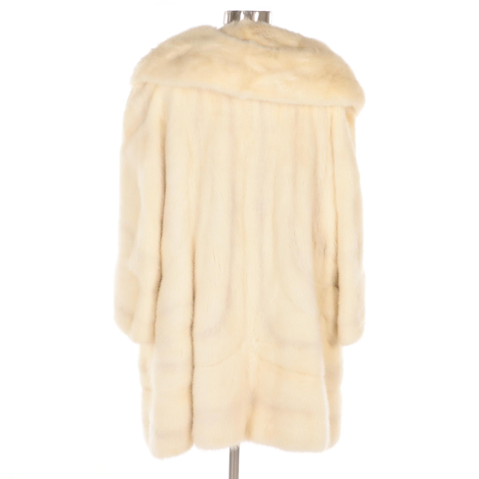 Natural White Mink Fur Stroller Coat from Pollack's Mink Farm