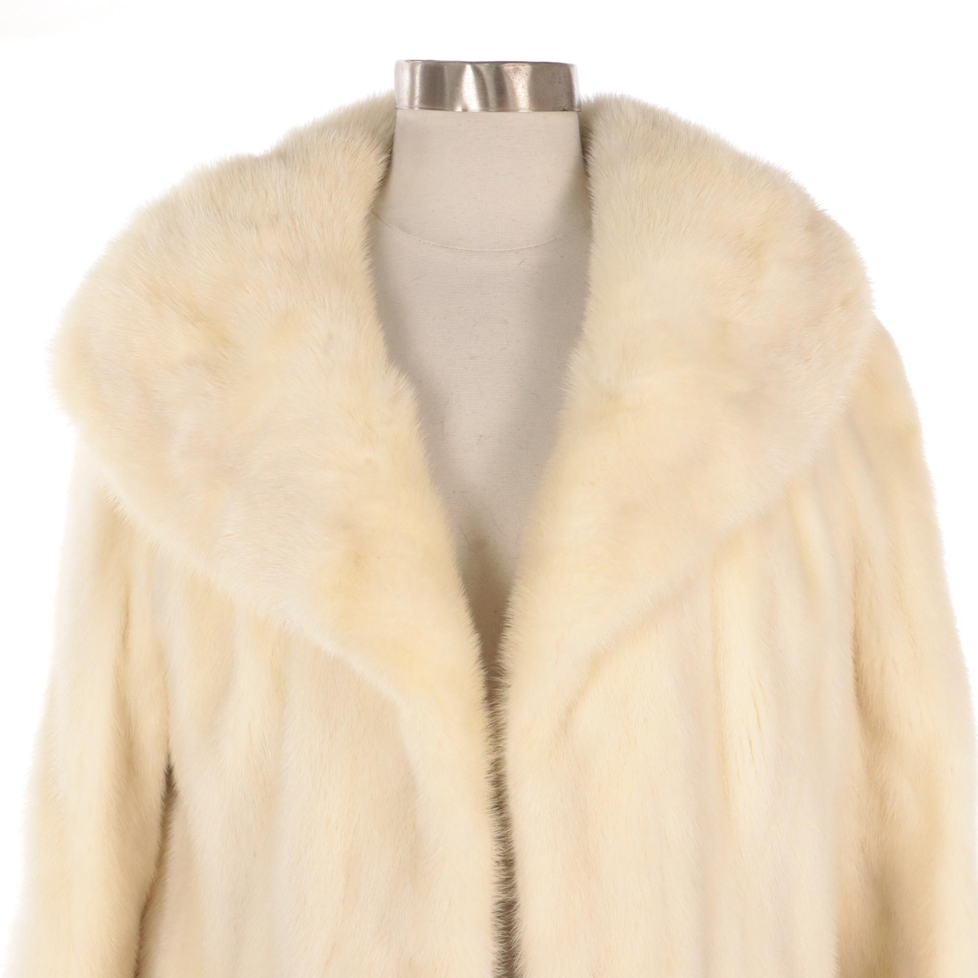 Natural White Mink Fur Stroller Coat from Pollack's Mink Farm