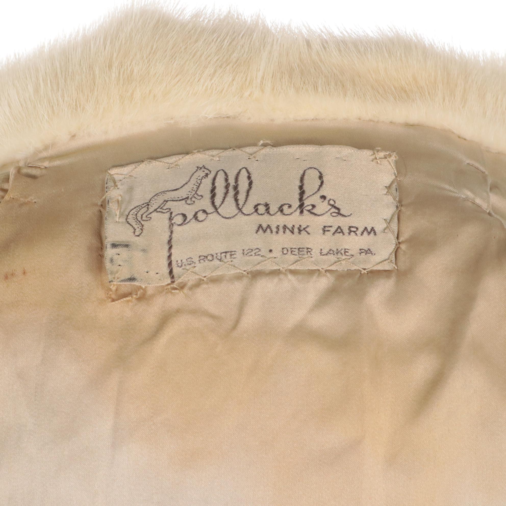 Natural White Mink Fur Stroller Coat from Pollack's Mink Farm