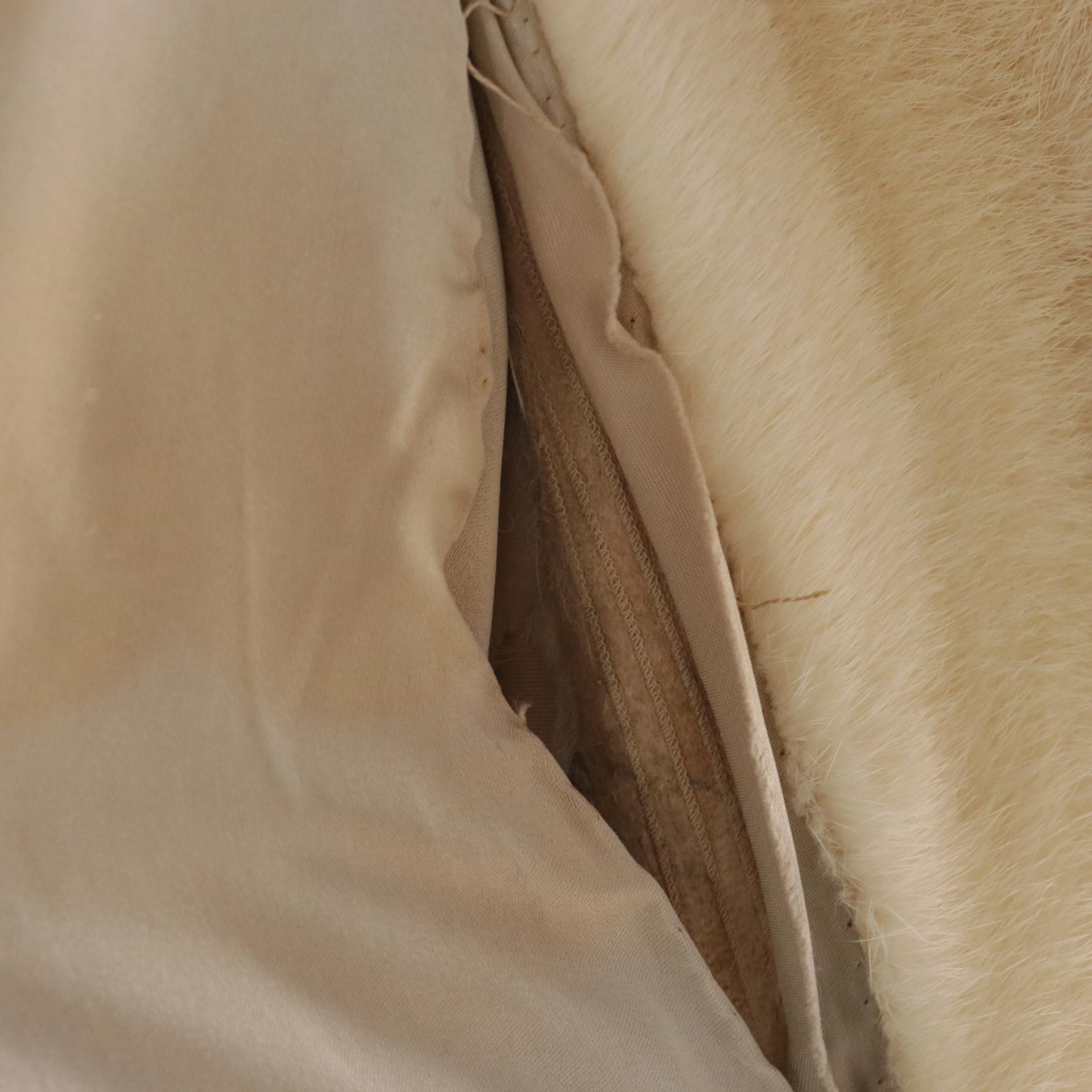 Natural White Mink Fur Stroller Coat from Pollack's Mink Farm