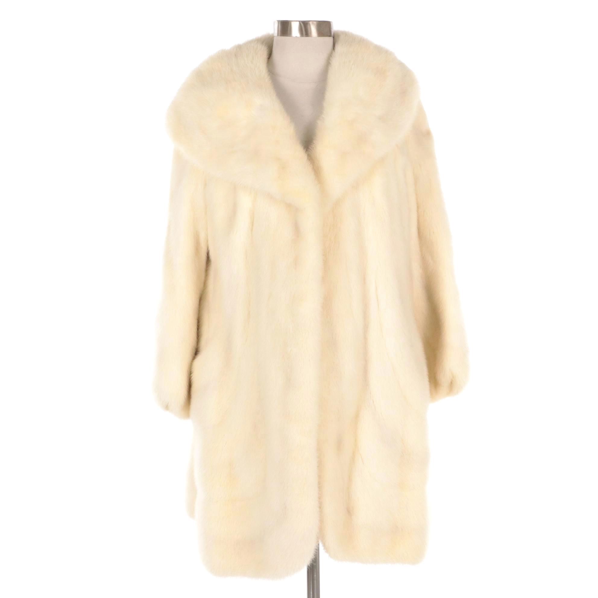 Natural White Mink Fur Stroller Coat from Pollack's Mink Farm