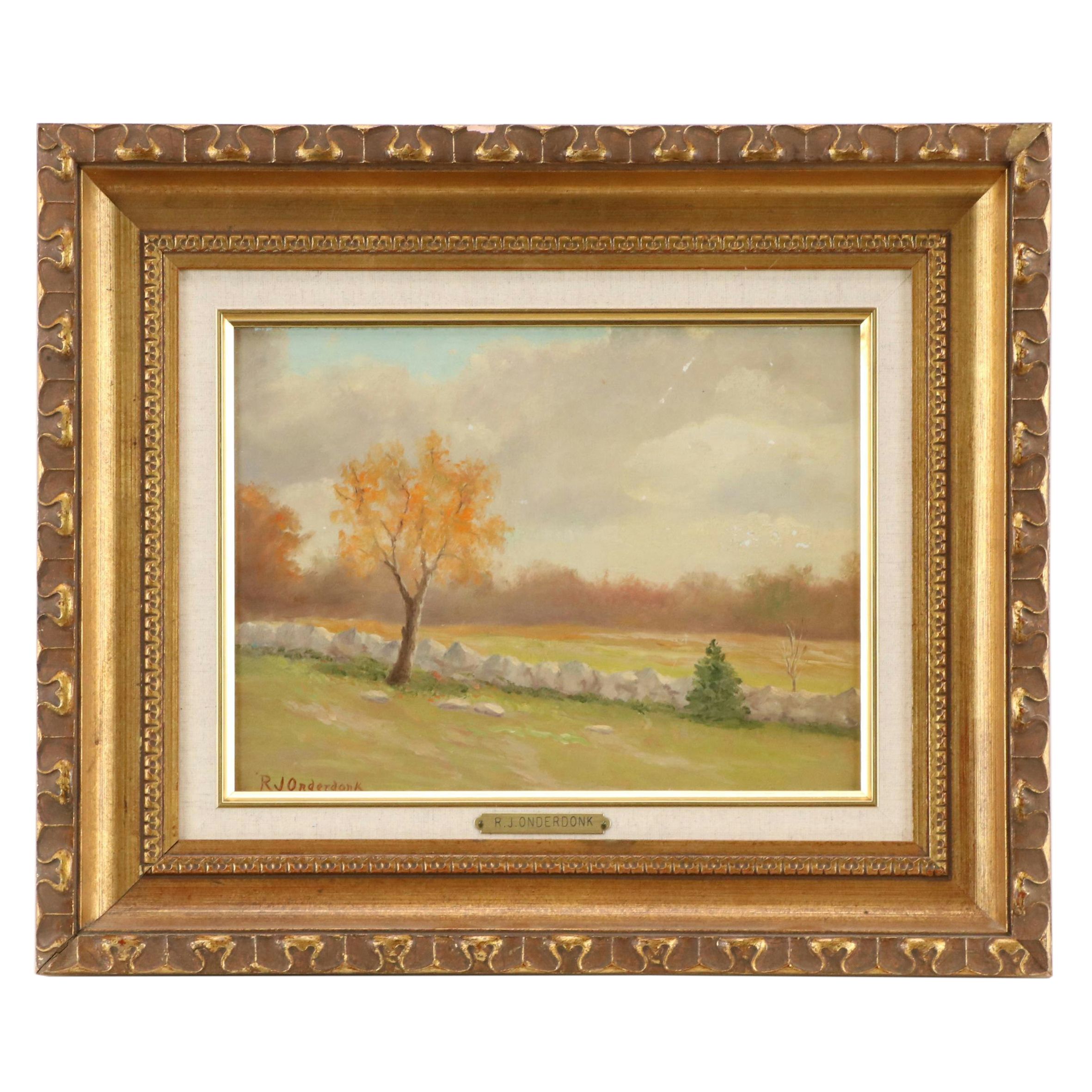 Robert Jenkins Onderdonk Bucolic Landscape Oil Painting, Late 19th Century