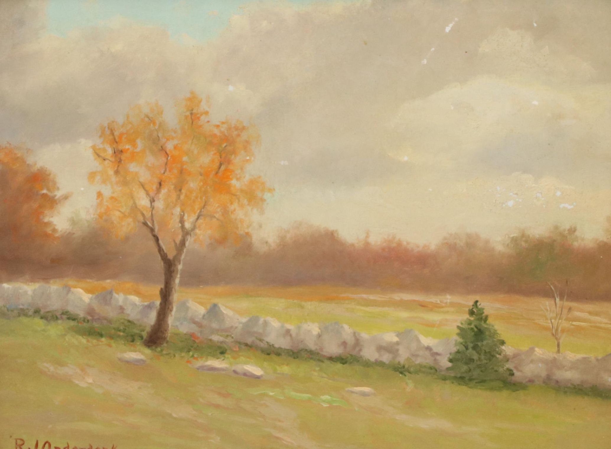 Robert Jenkins Onderdonk Bucolic Landscape Oil Painting, Late 19th Century