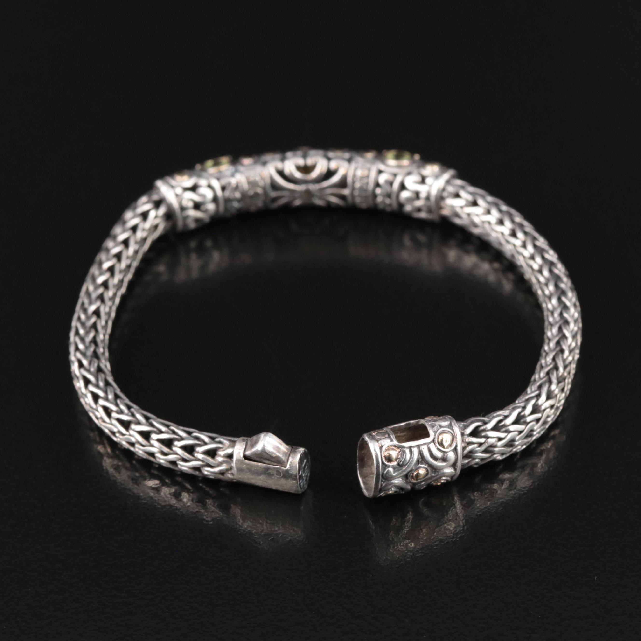 John Hardy Sterling Peridot and Amethyst Bracelet with 18K Accents