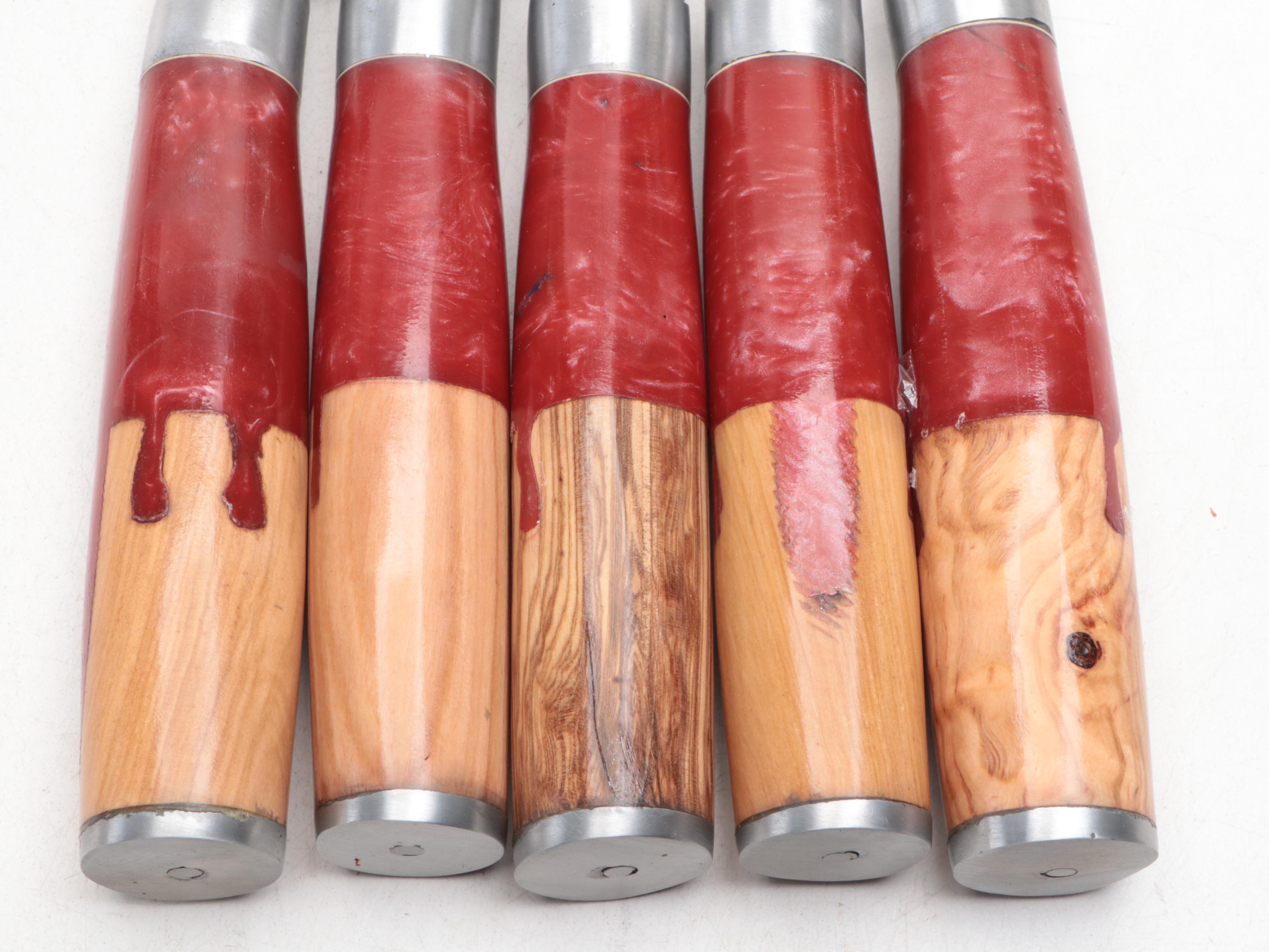 Damascus Steel Chef's Knife Set with Resin and Wood Handles