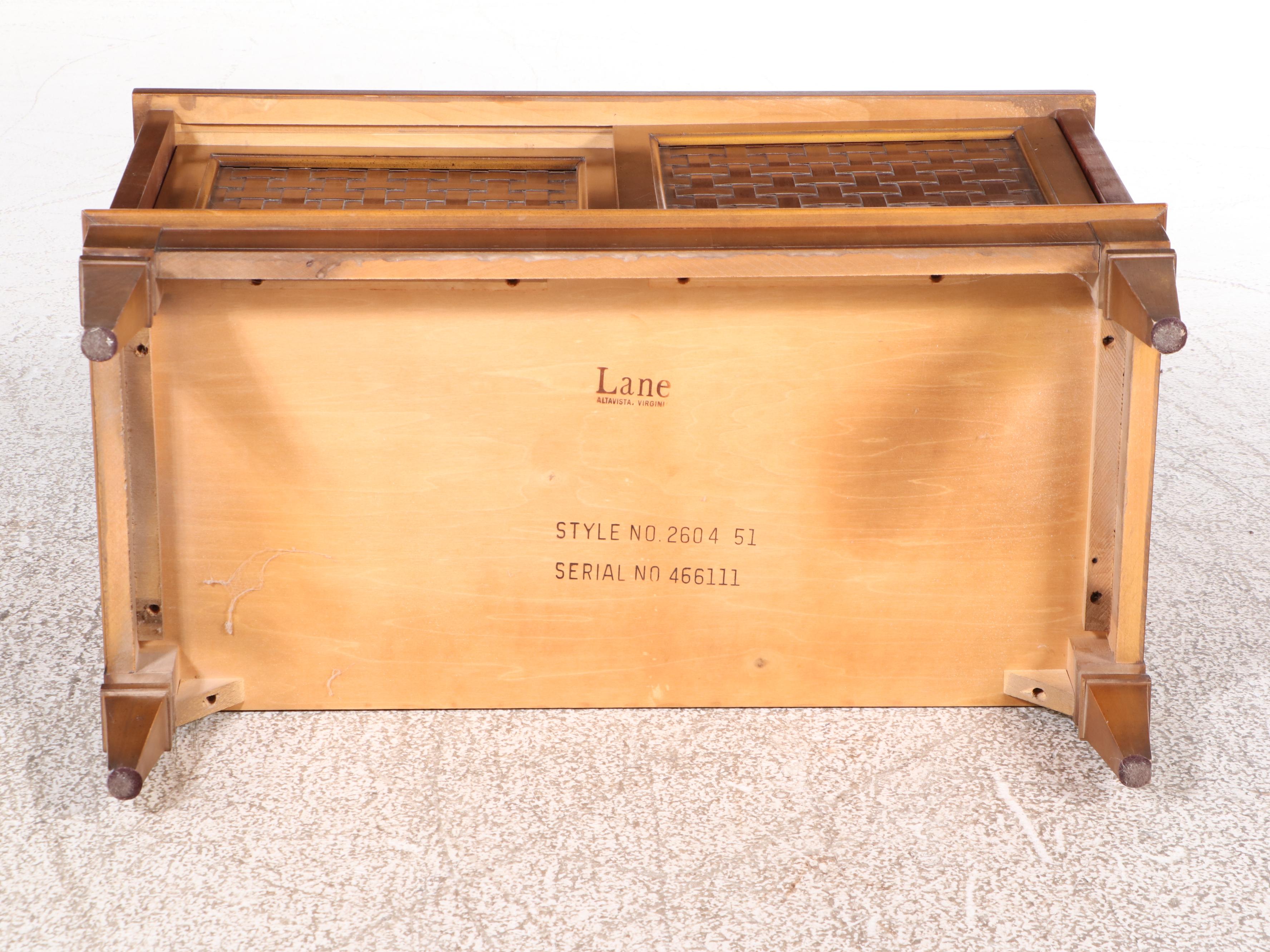 Mid Century Modern Lane Basket Weave Walnut Cabinet