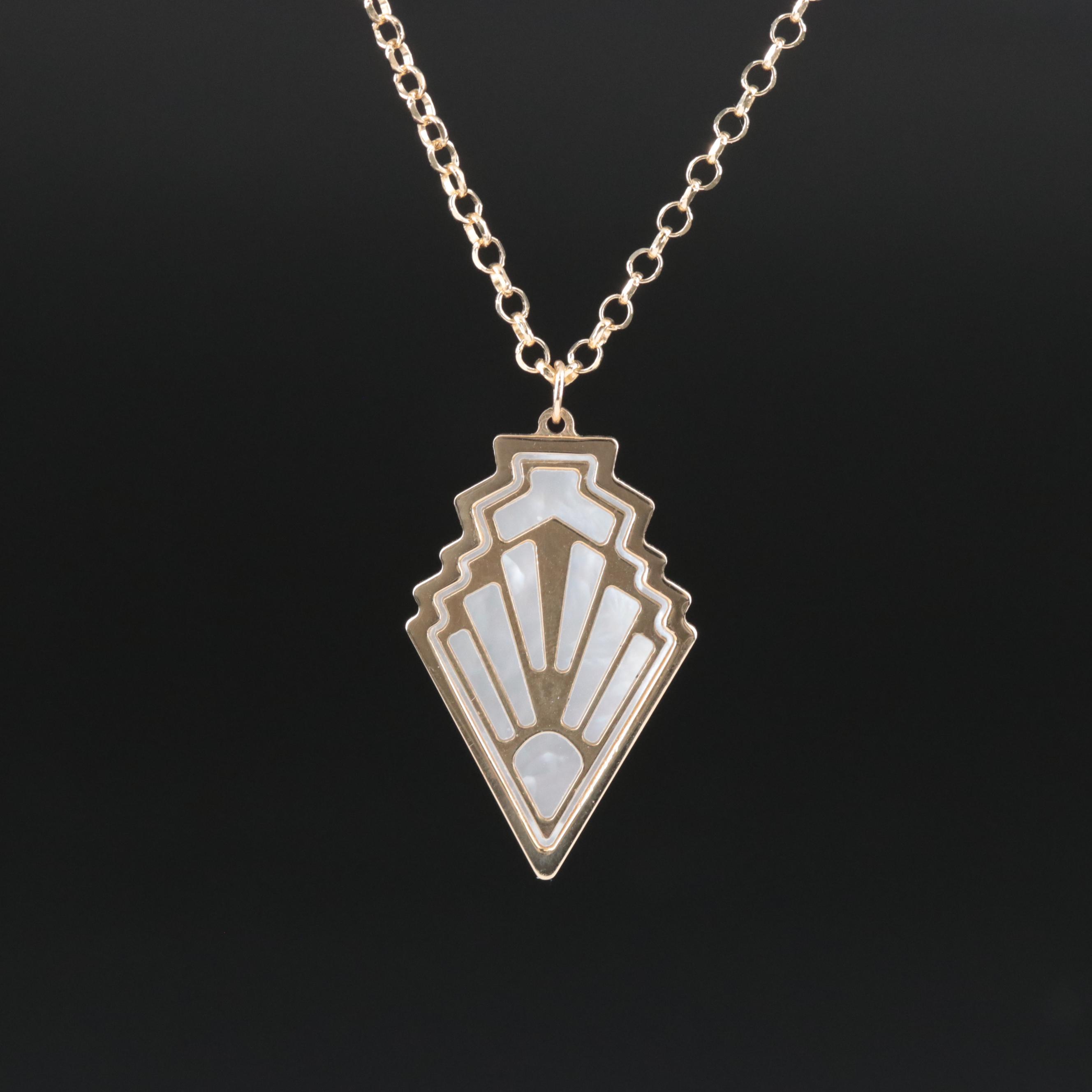 14K Overlay Mother-of-Pearl Necklace