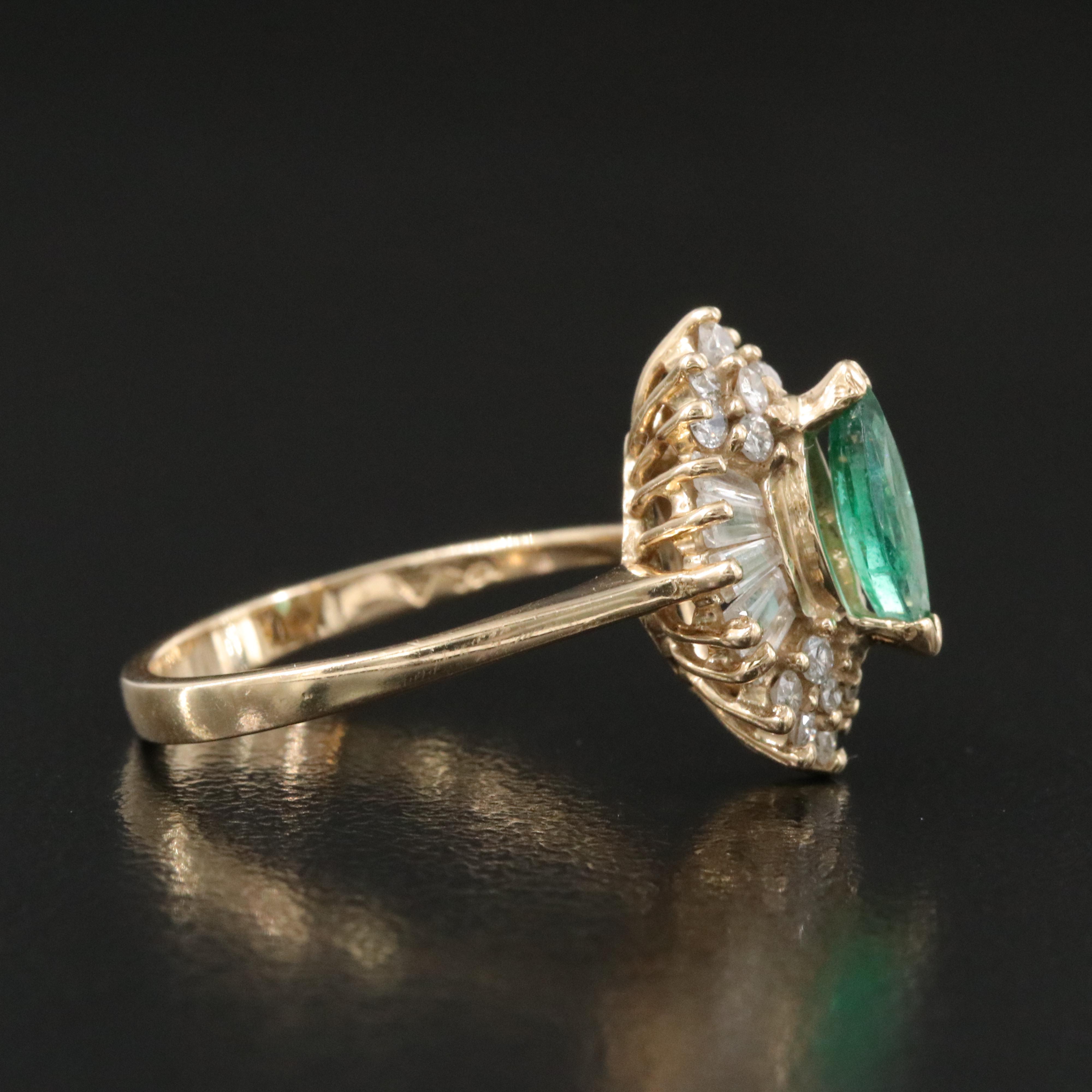 14K Emerald and Diamond Ballerina Ring