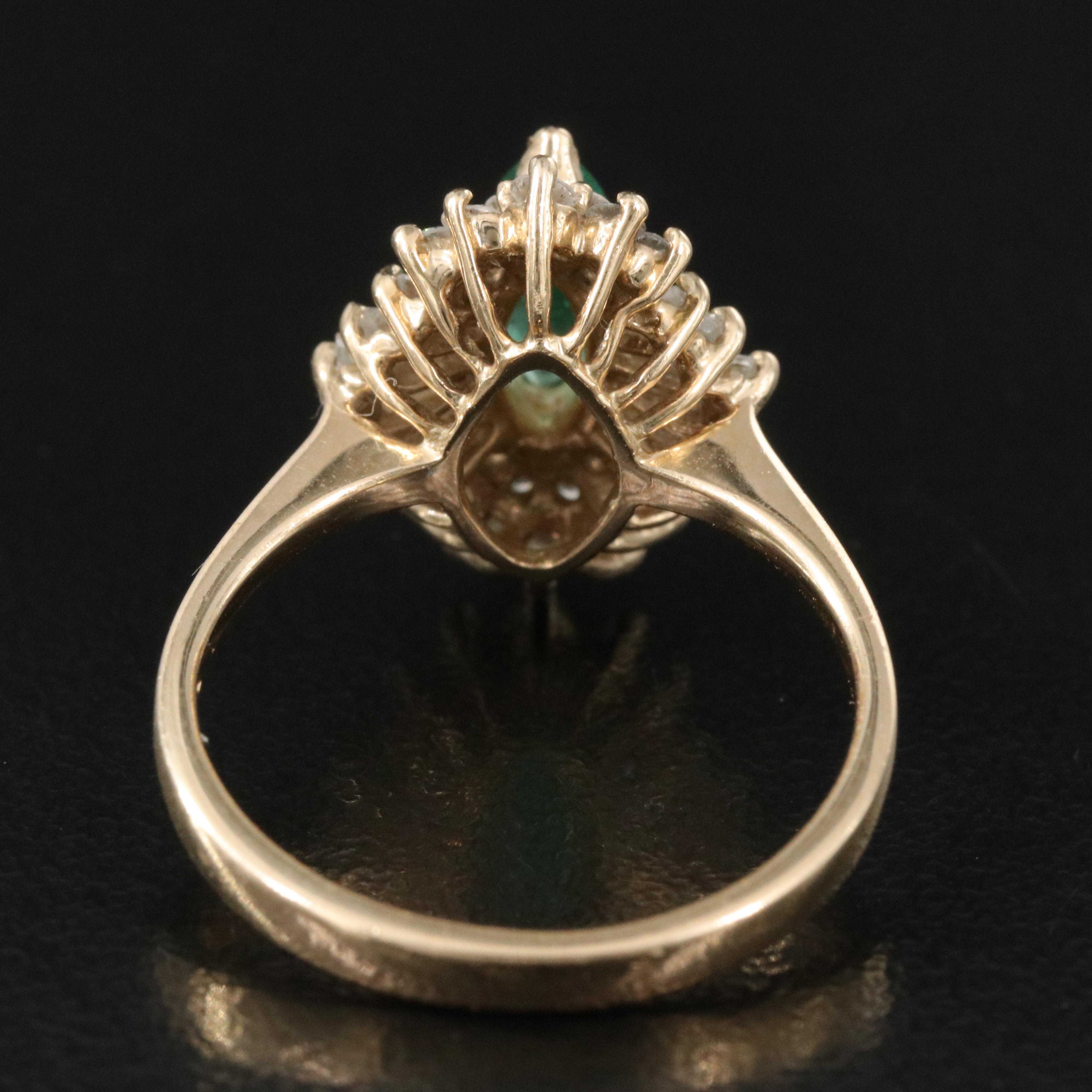 14K Emerald and Diamond Ballerina Ring
