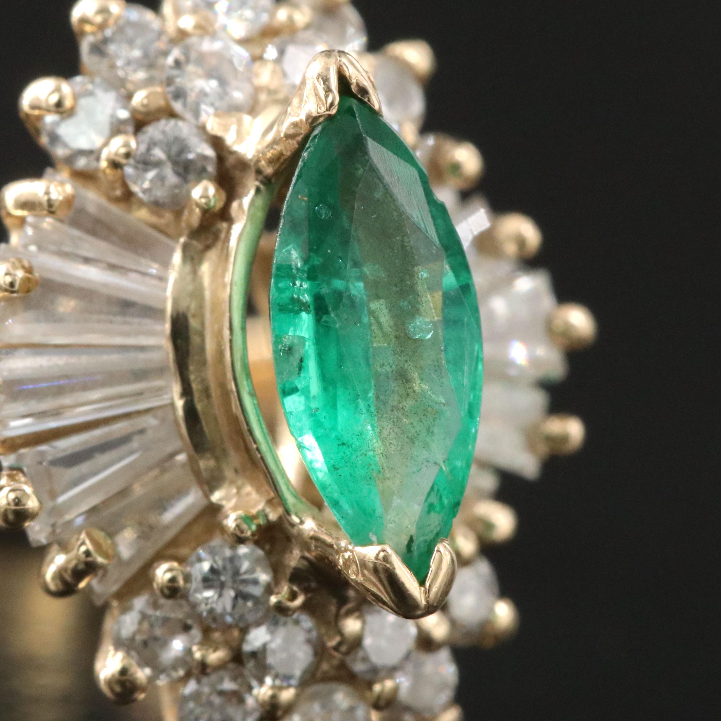 14K Emerald and Diamond Ballerina Ring