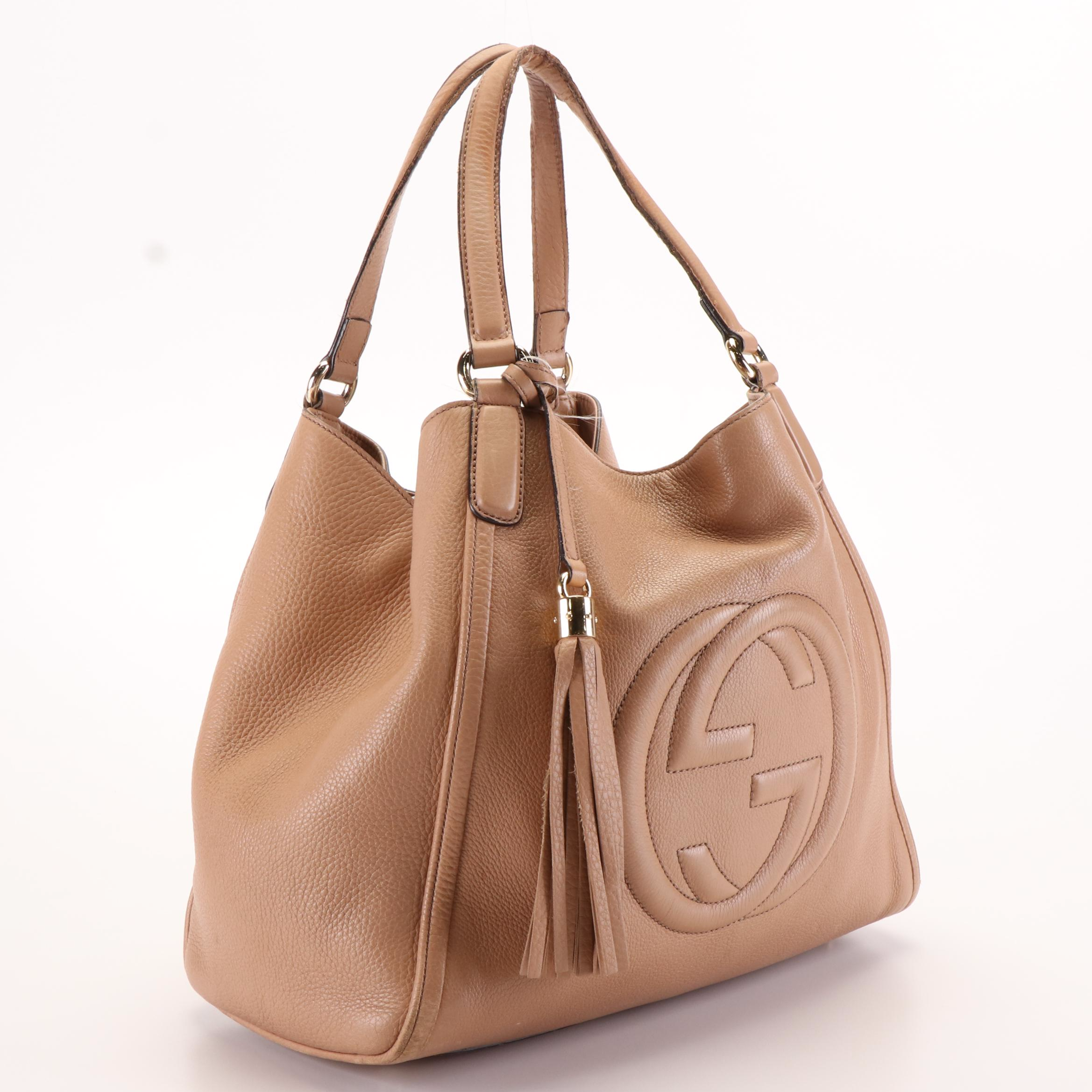 Gucci Soho GG Pebbled  Leather Tote Bag