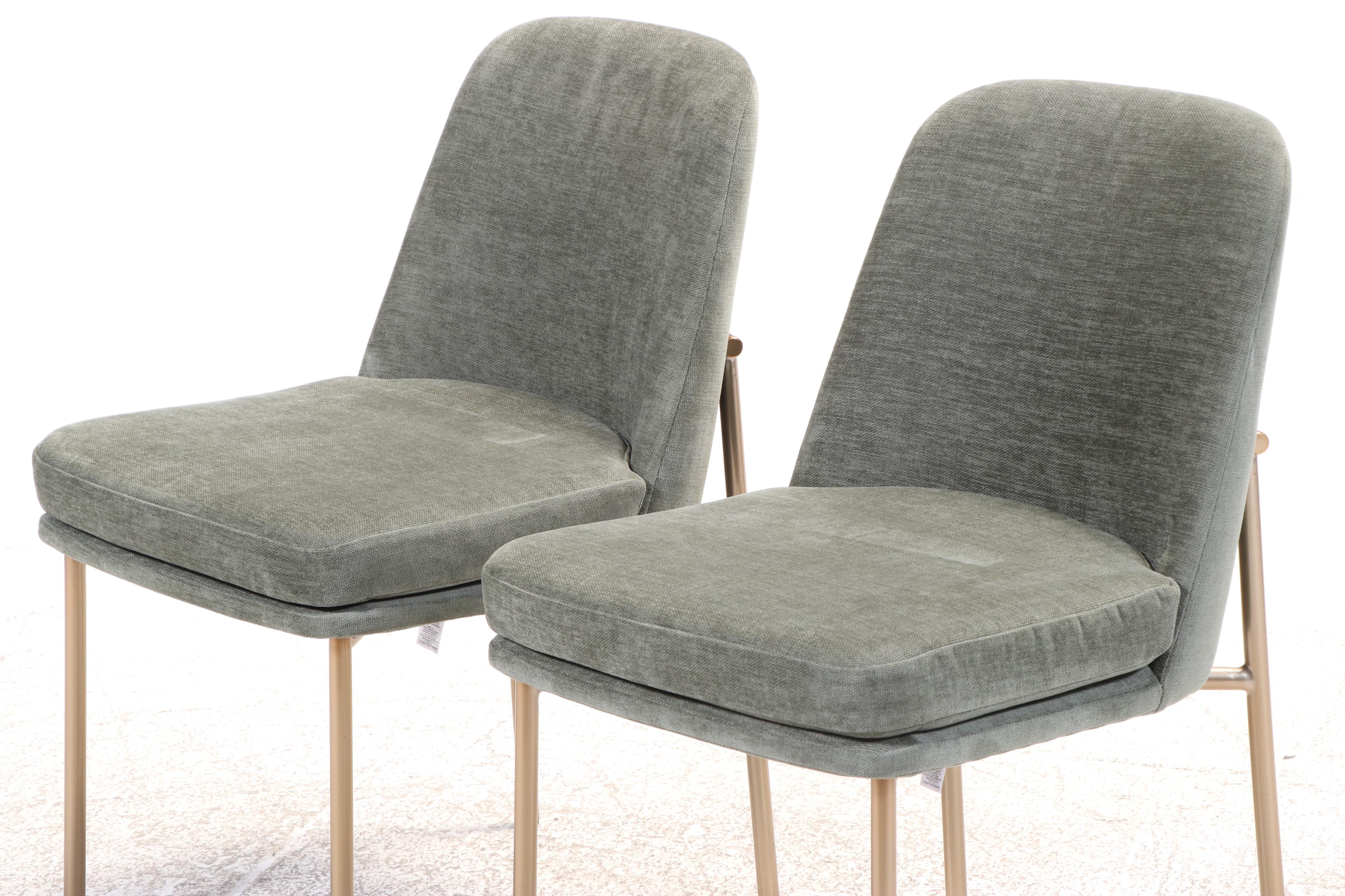 West Elm Jack Dining Chairs in Grey and Light Bronze, Matched Pair