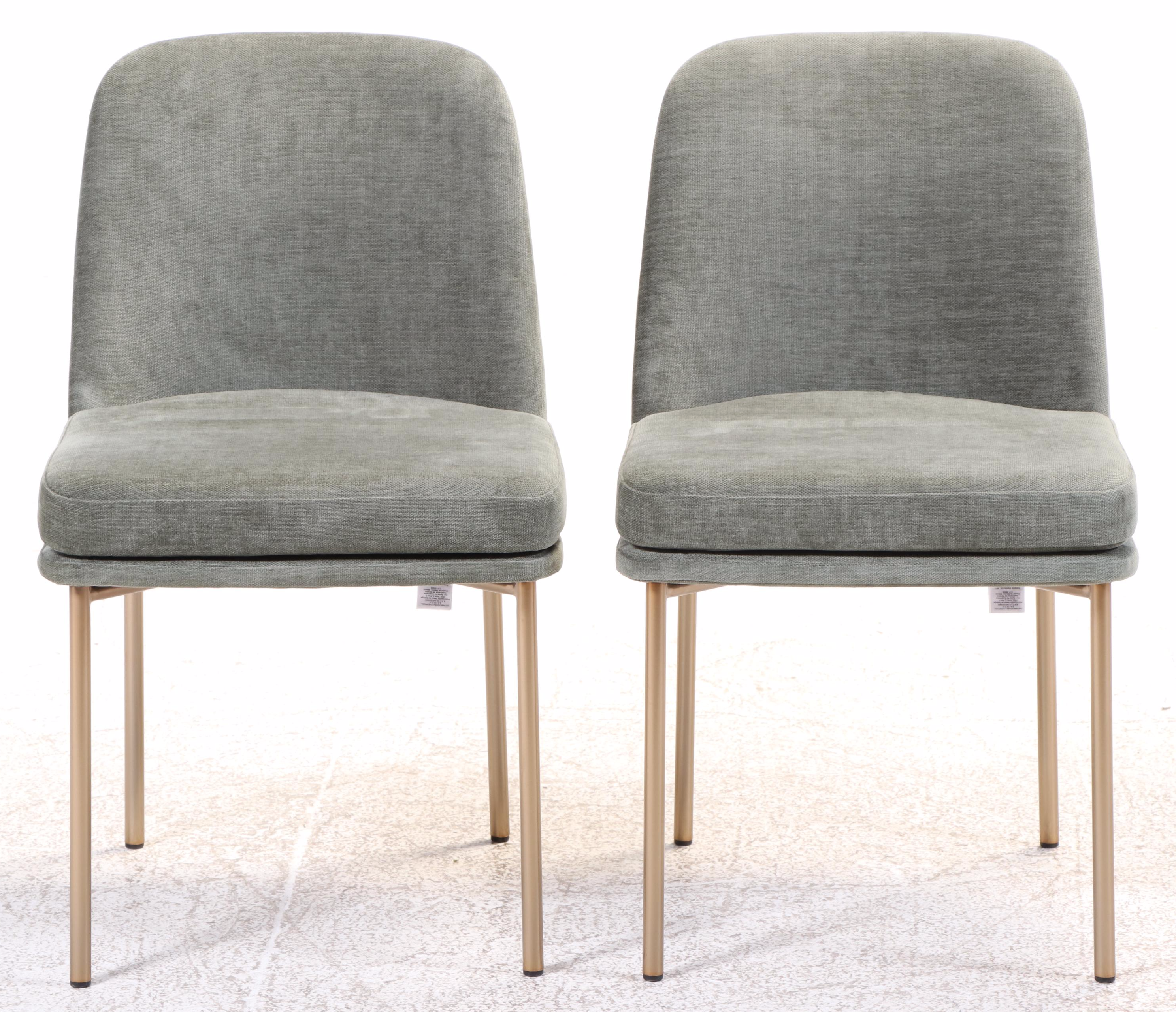 West Elm Jack Dining Chairs in Grey and Light Bronze, Matched Pair