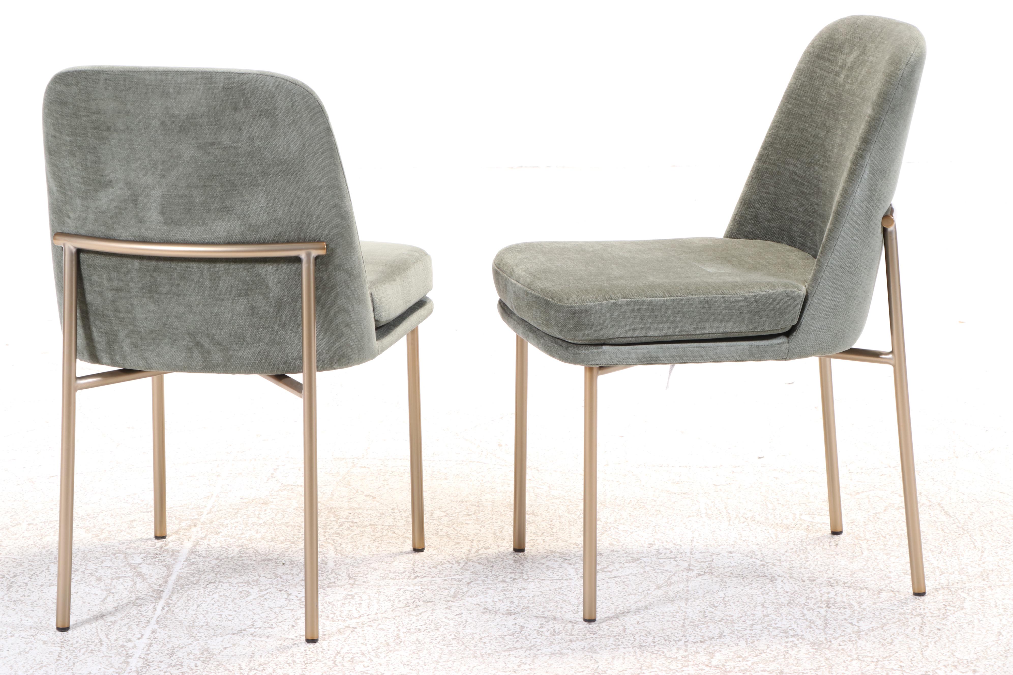 West Elm Jack Dining Chairs in Grey and Light Bronze, Matched Pair
