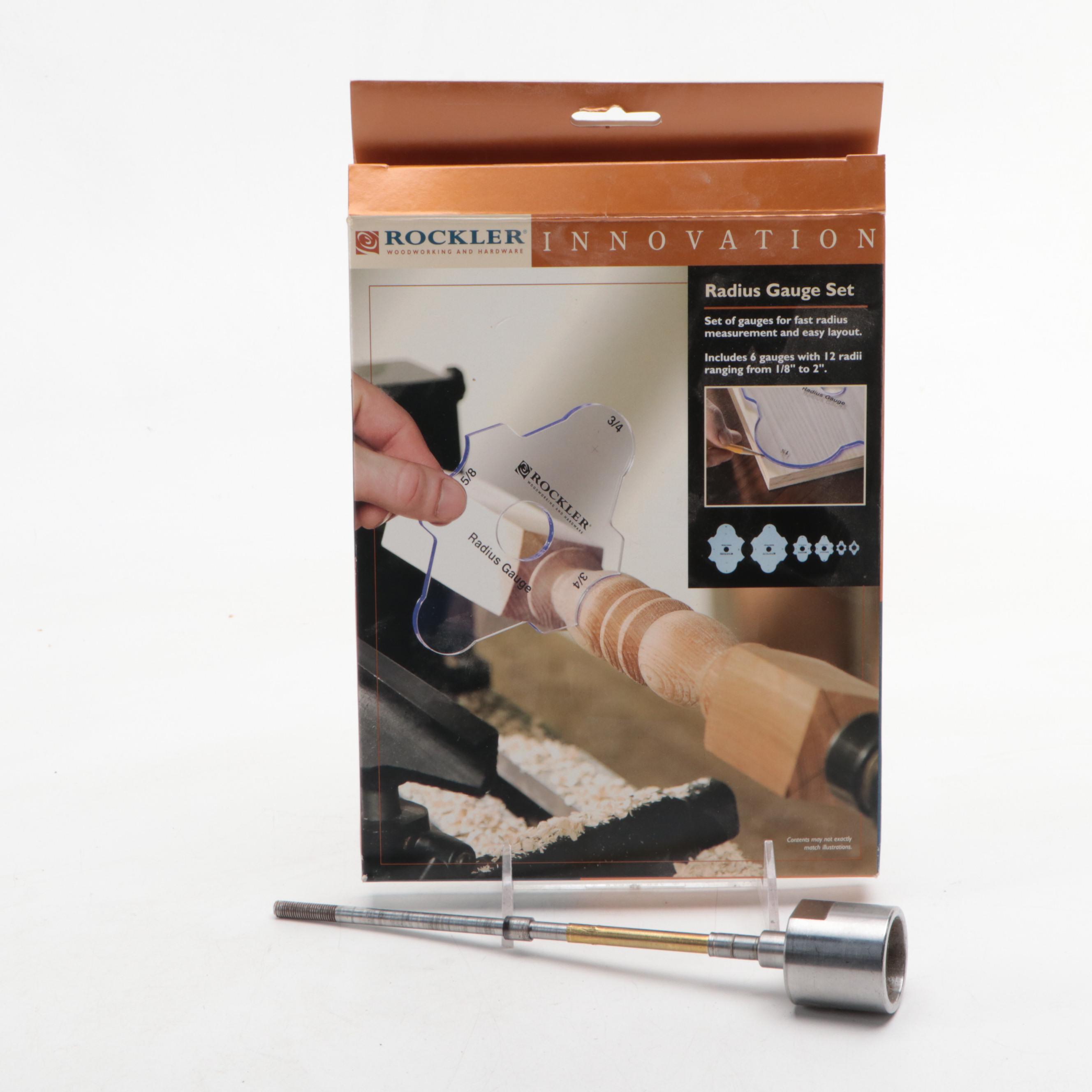Woodworking Tools Including Rockler Radius Gauge Set with Woodcraft Sanding Drum