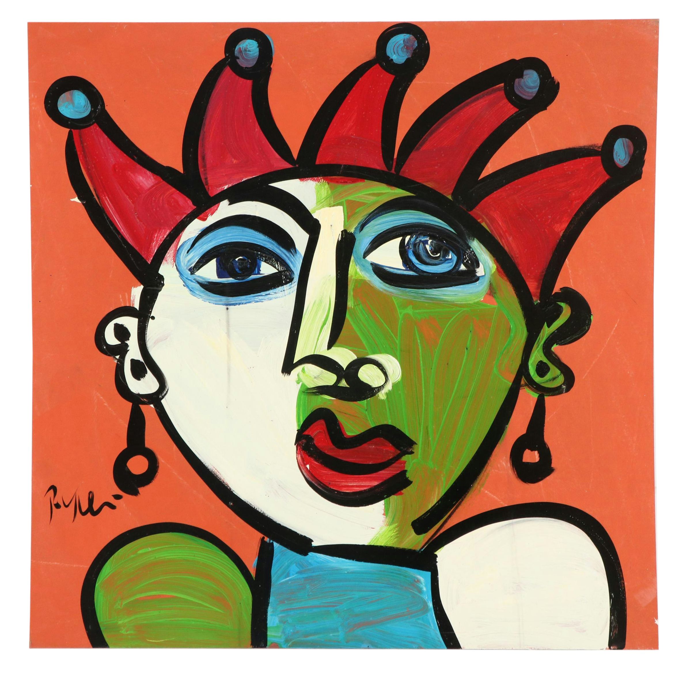 Peter Keil Abstract Portrait Acrylic Painting