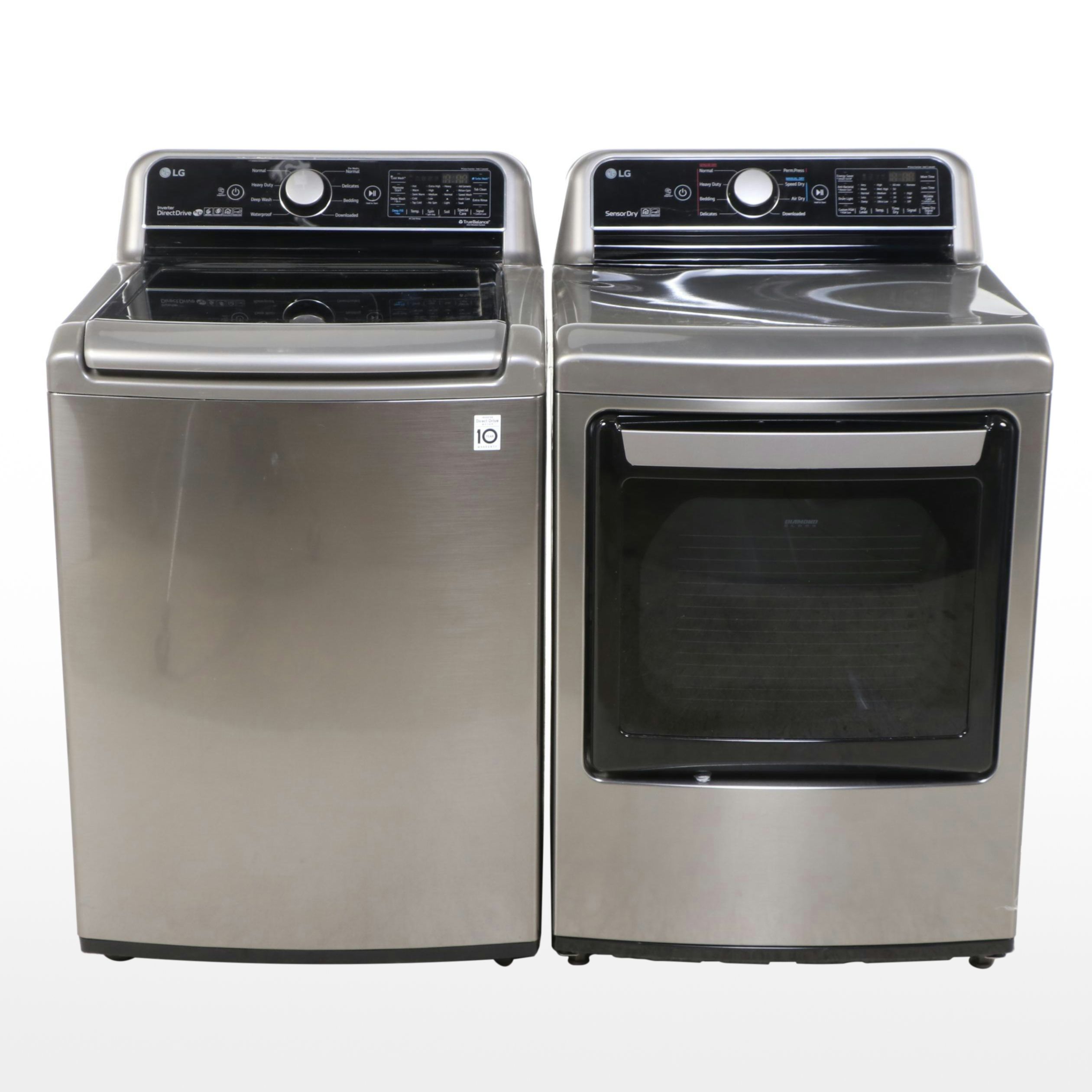 LG Graphite Smart 5.5 Cu.Ft. Top Loading Washer and 7.3 Cu.Ft. Electric Dryer