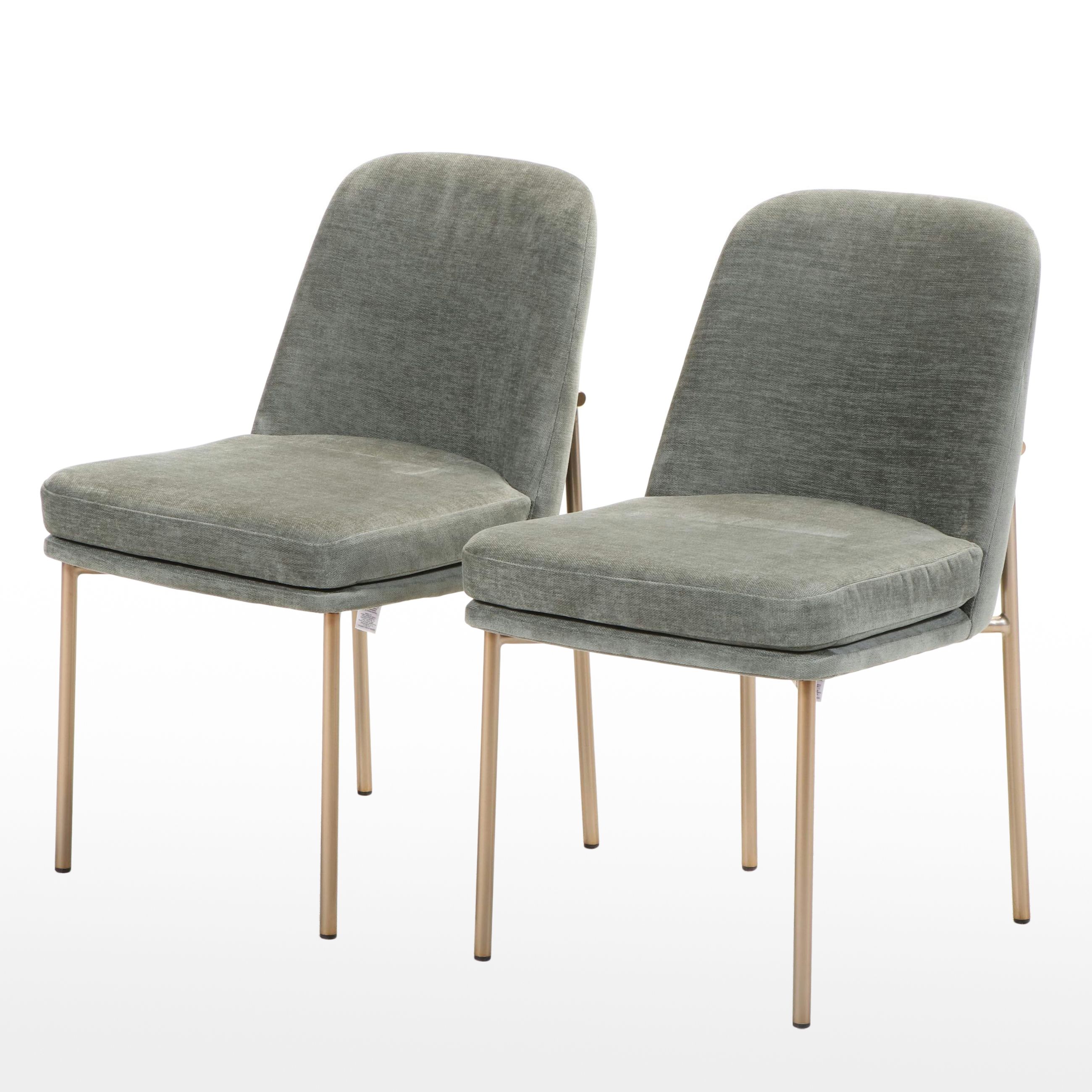West Elm Jack Dining Chairs in Grey and Light Bronze, Matched Pair