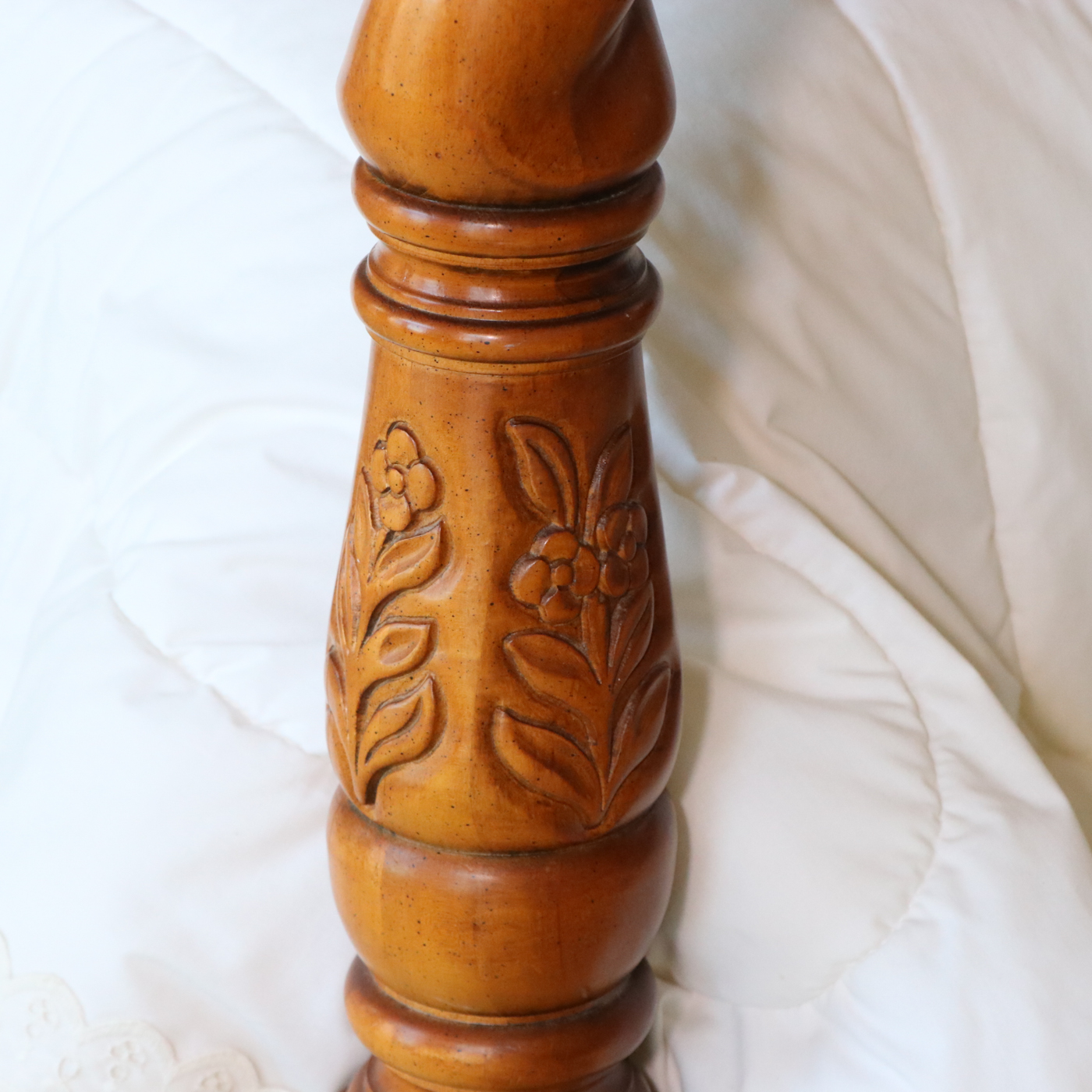 Carved Wood Barley Twist King Size Canopy Bed
