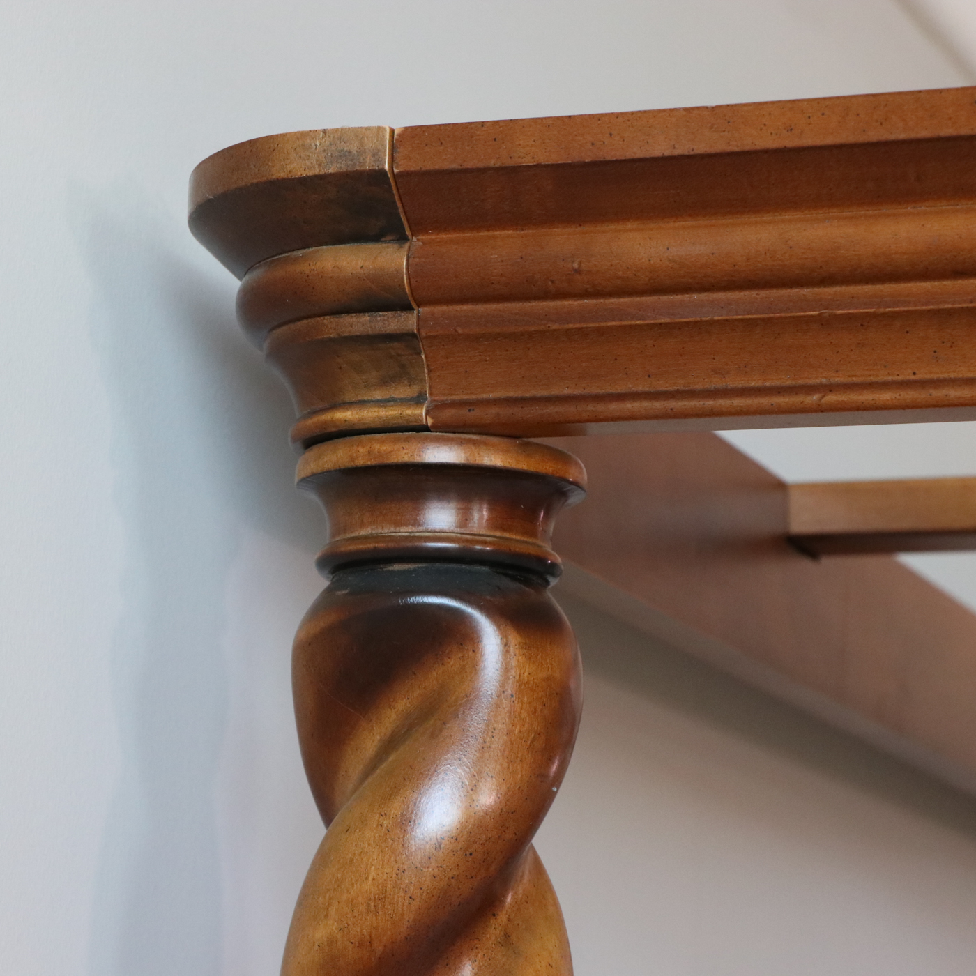 Carved Wood Barley Twist King Size Canopy Bed