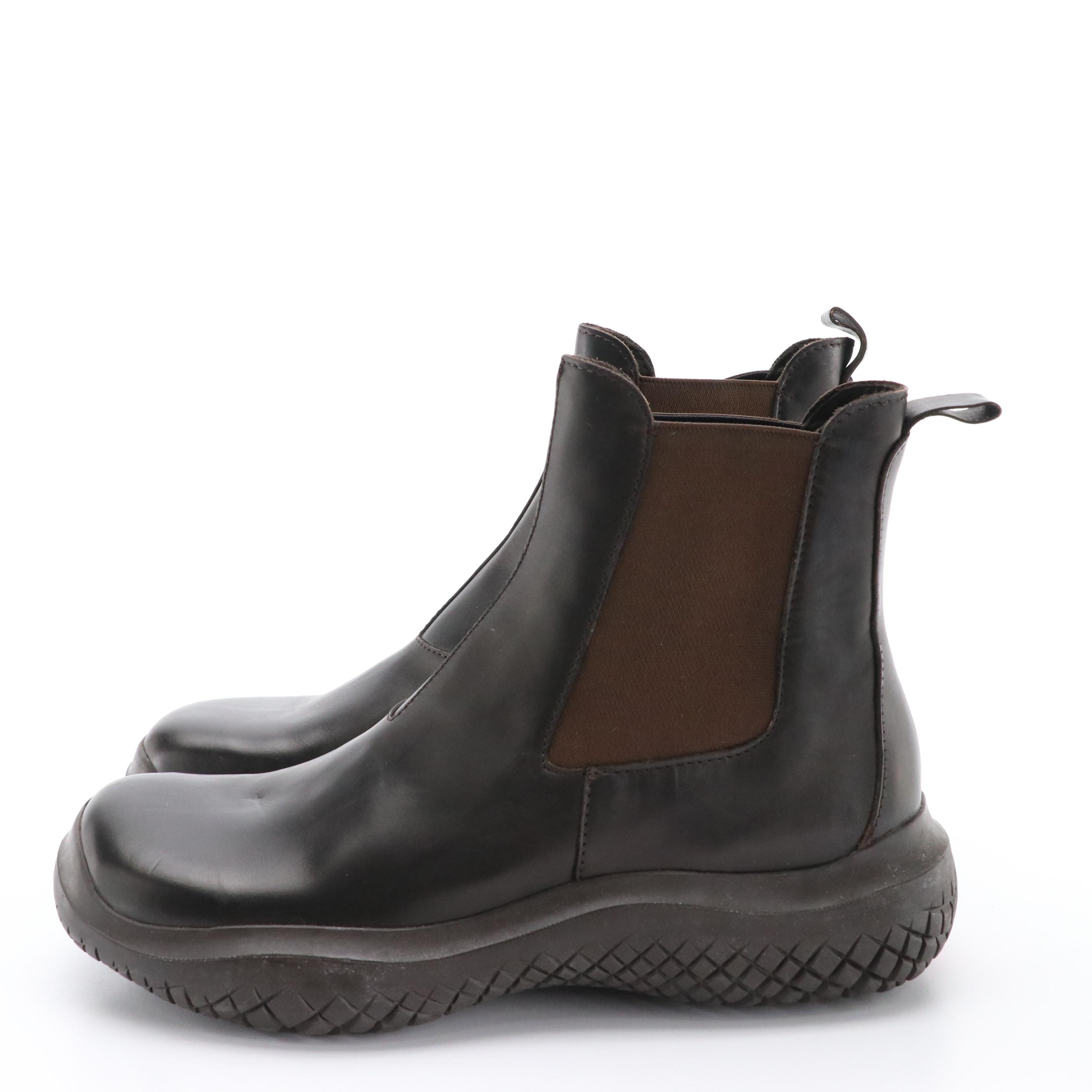 Prada Sport Chelsea Leather Boots with Vibram Soles