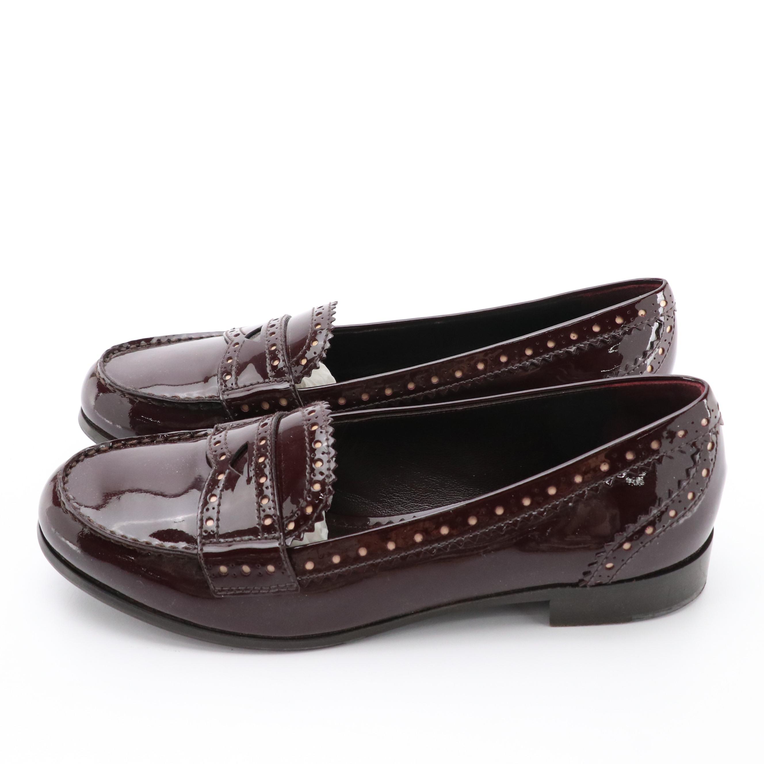 Prada Loafers in Burgundy Patent Leather with Box