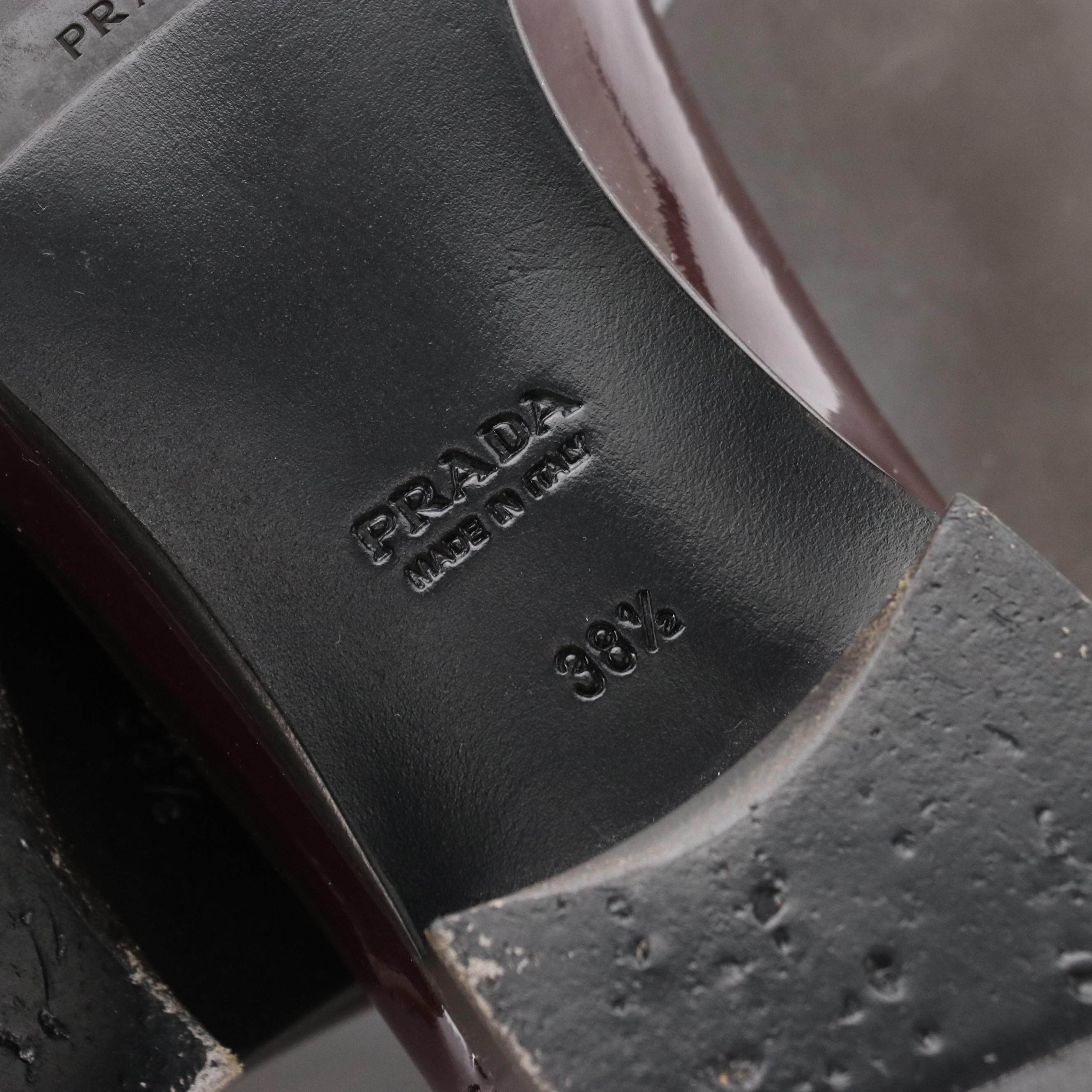 Prada Loafers in Burgundy Patent Leather with Box