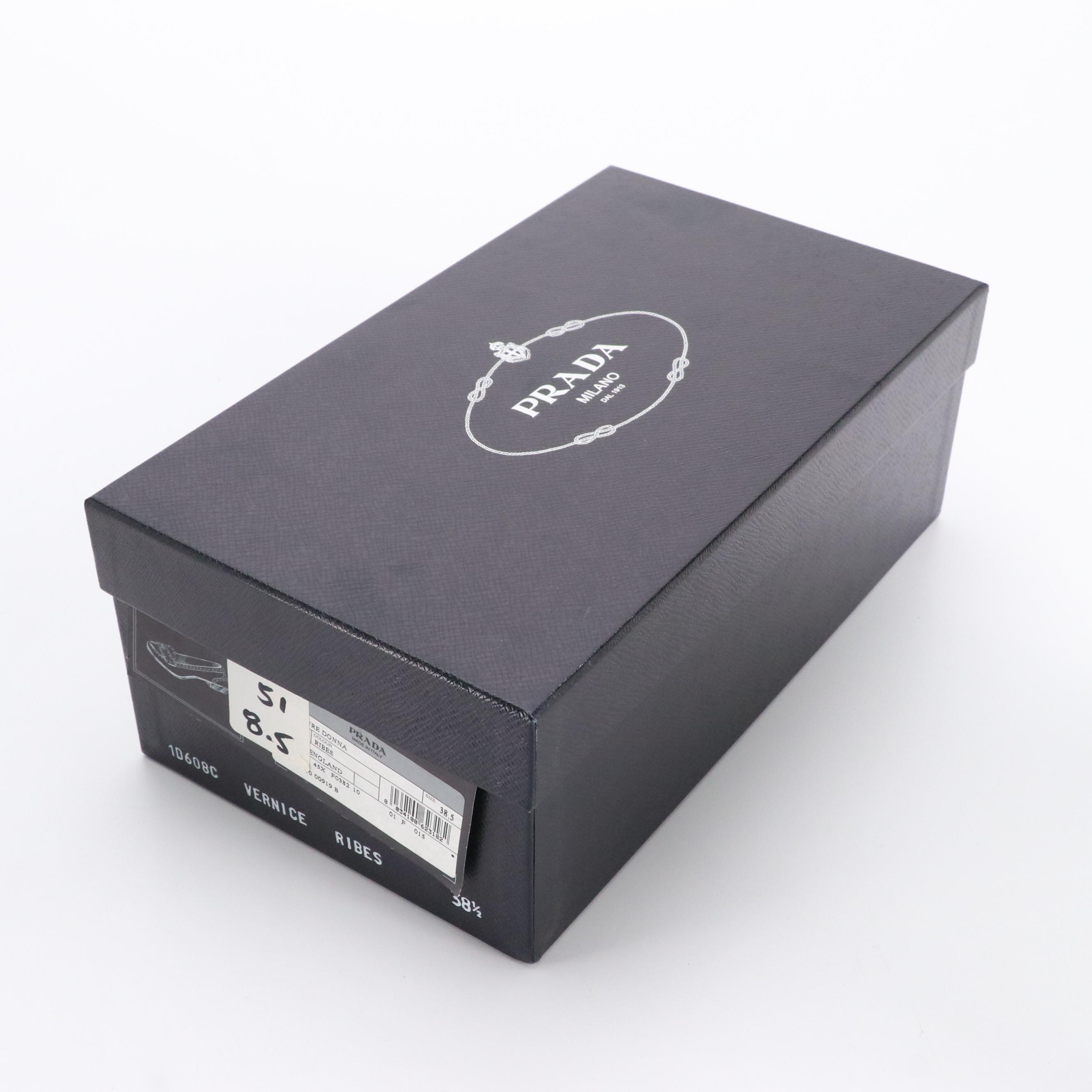 Prada Loafers in Burgundy Patent Leather with Box