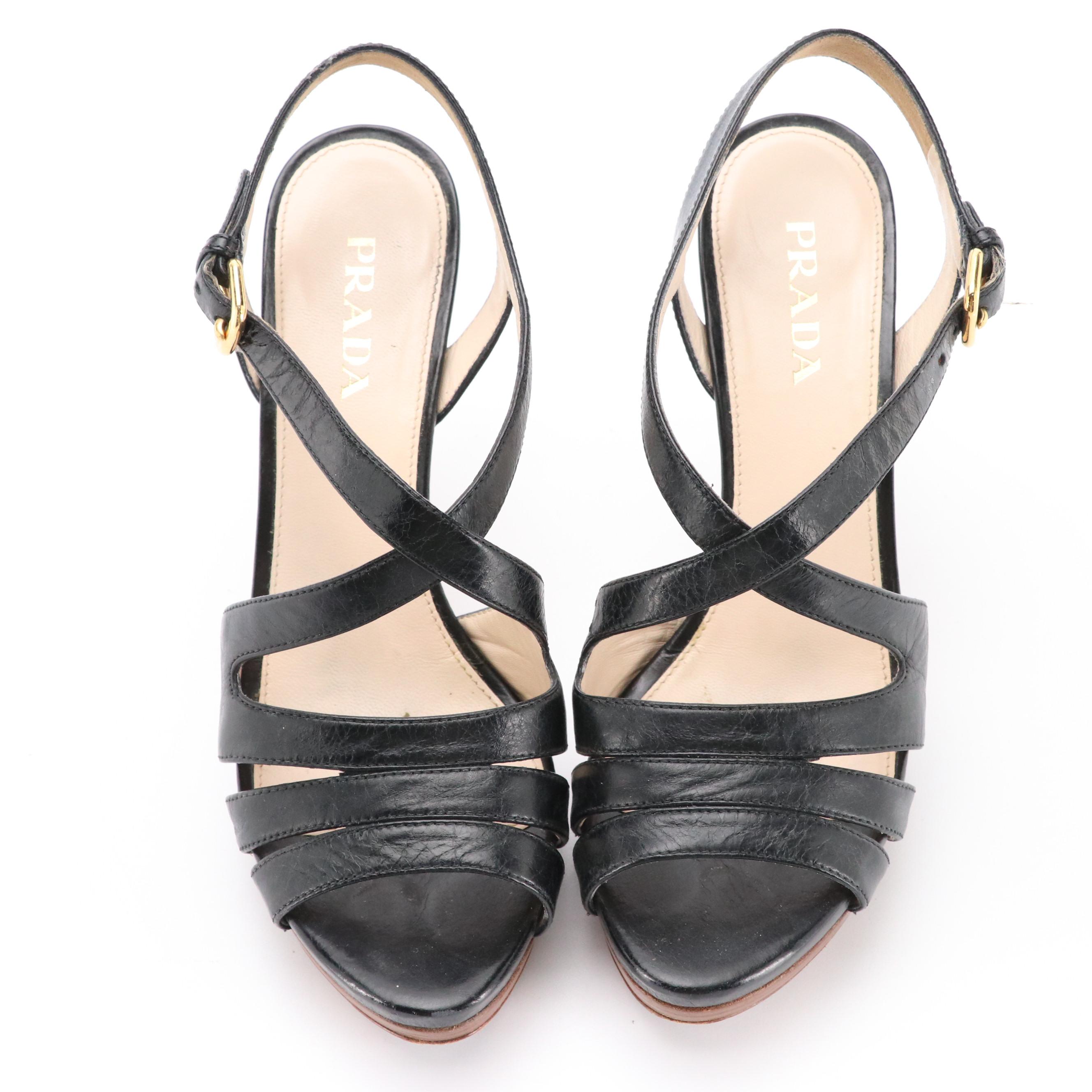 Prada Platform Sandals in Brown Suede with Box