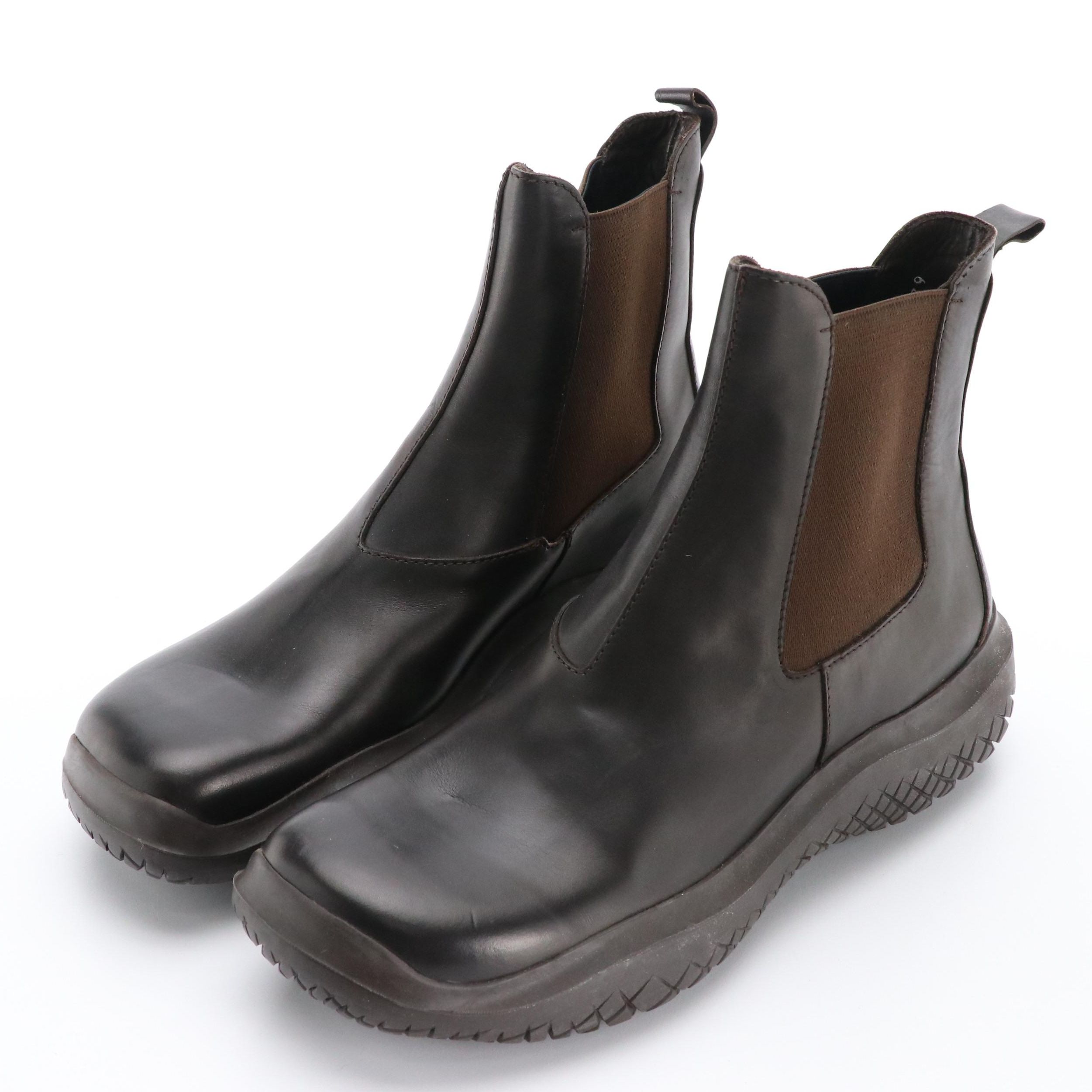 Prada Sport Chelsea Leather Boots with Vibram Soles