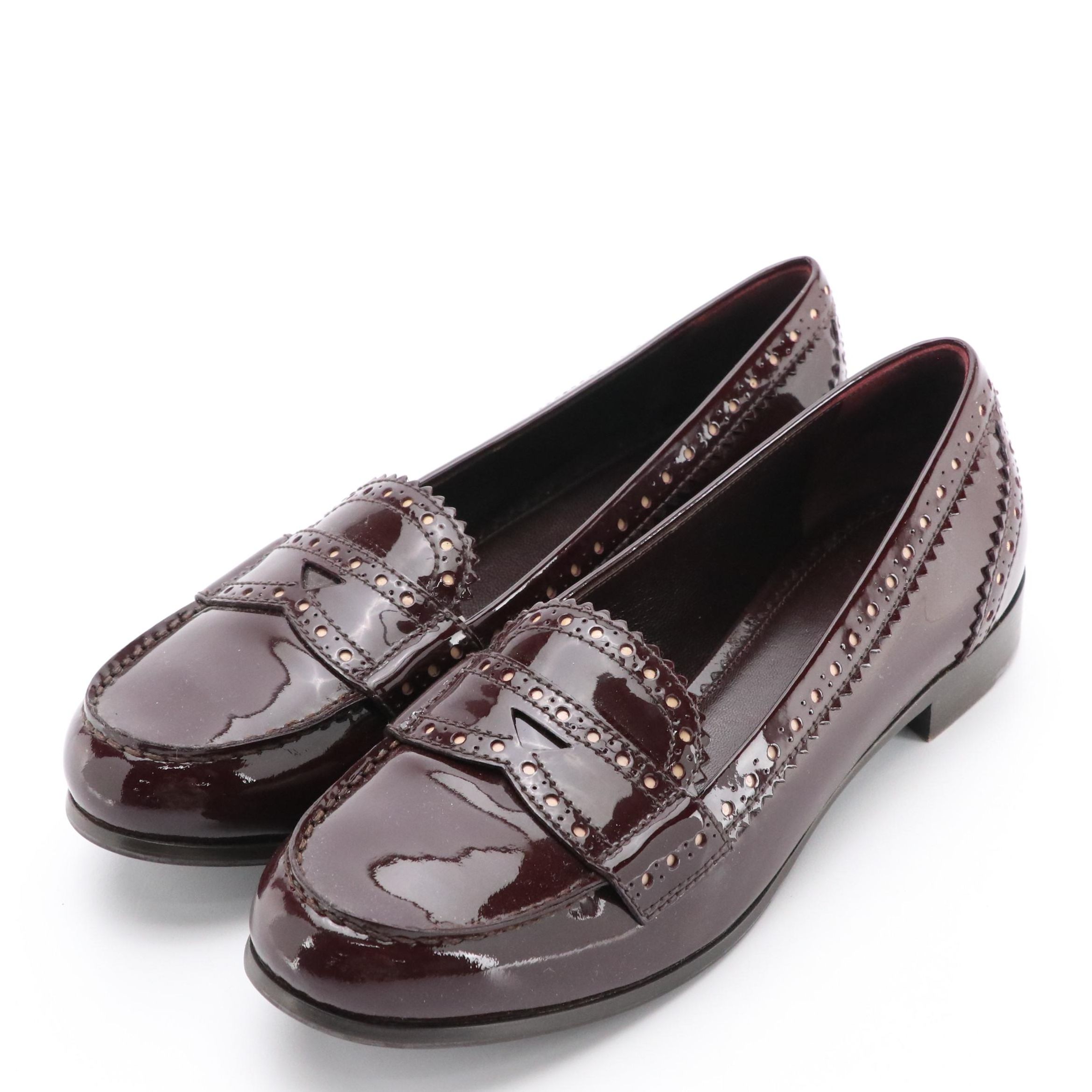 Prada Loafers in Burgundy Patent Leather with Box