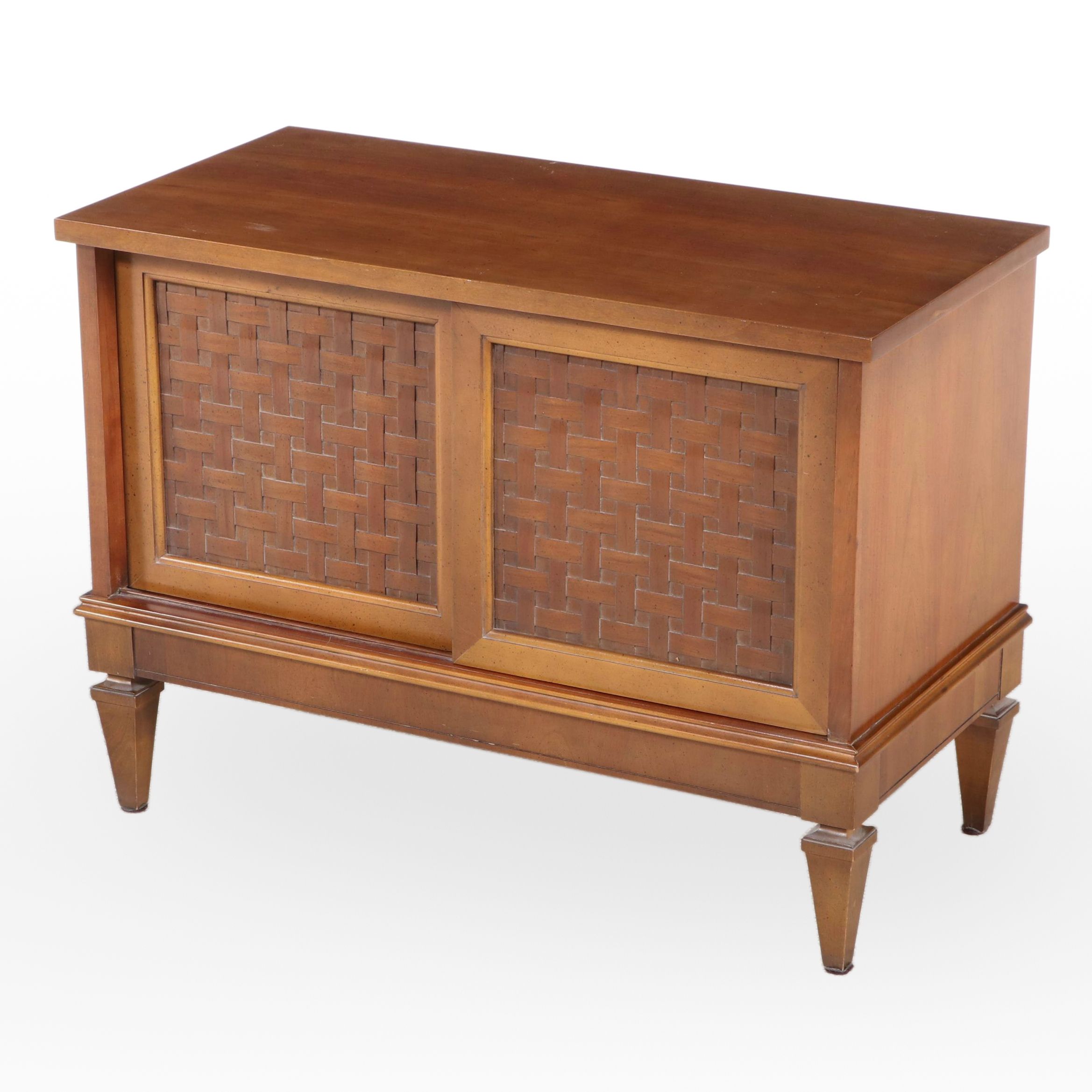 Mid Century Modern Lane Basket Weave Walnut Cabinet