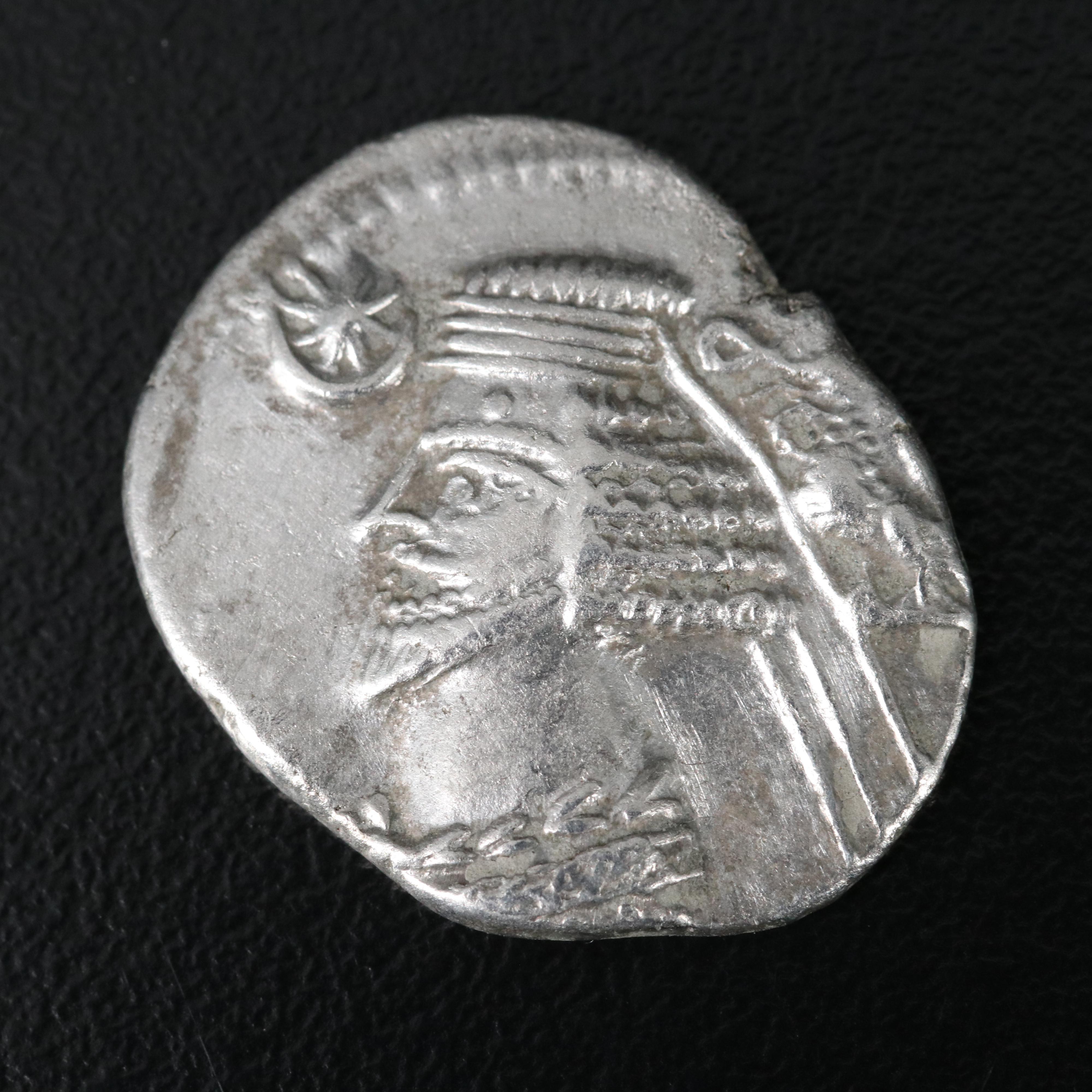 Ancient Parthian AR Drachm Coin of Phraates IV, ca. 38 B.C.