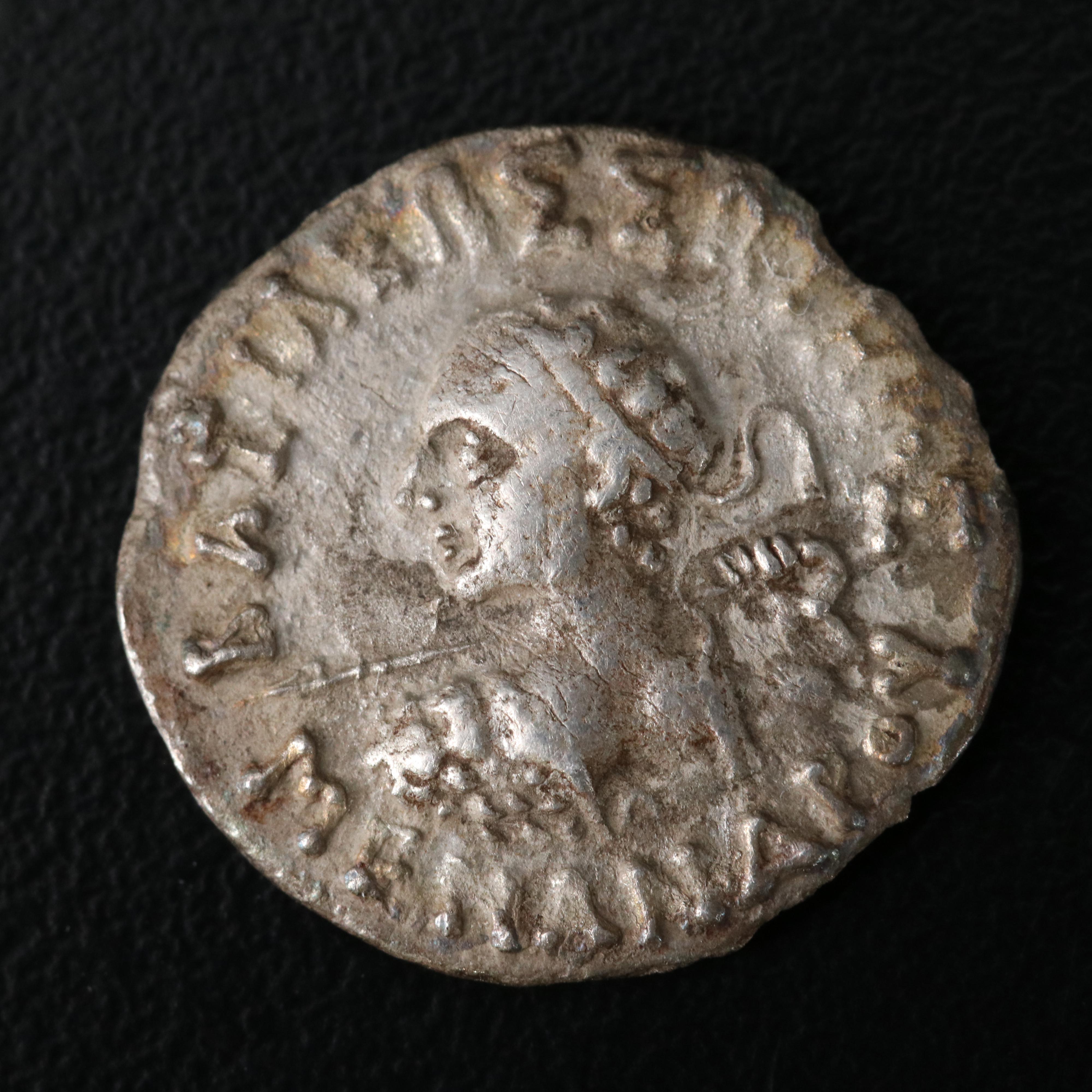 Ancient Baktrian Kingdom AR Drachm Coin of Menander, ca. 150 B.C.